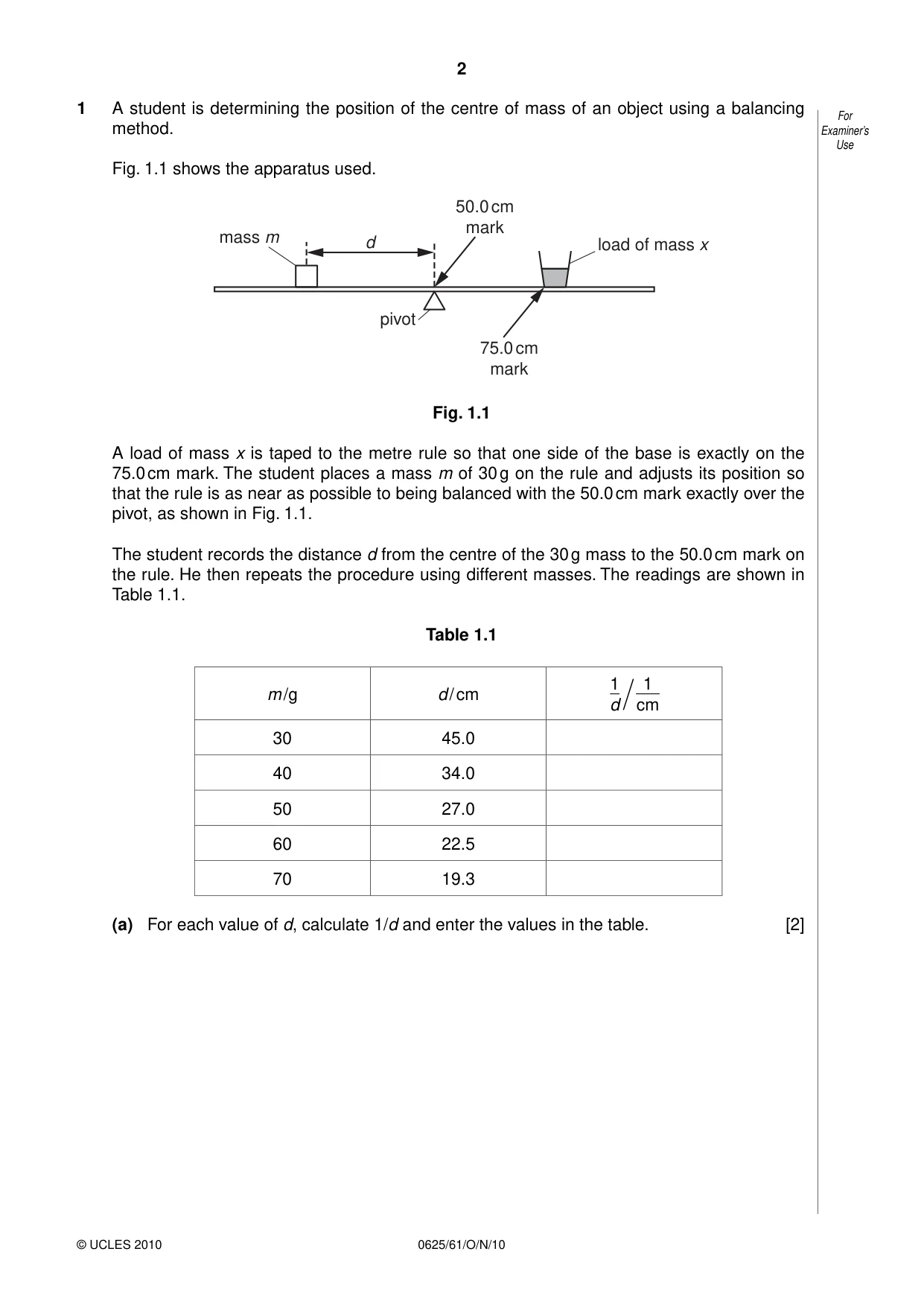 Cambridge IGCSE Physics 0625 2010 Oct/Nov Paper 6 · Variant 1 question paper, page 2 of 12
