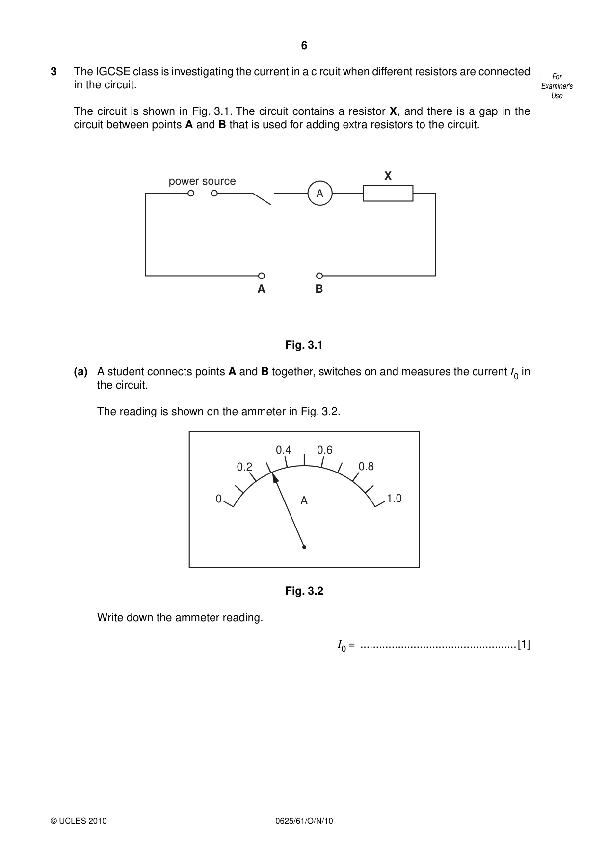 Cambridge IGCSE Physics 0625 2010 Oct/Nov Paper 6 · Variant 1 question paper, page 6 of 12