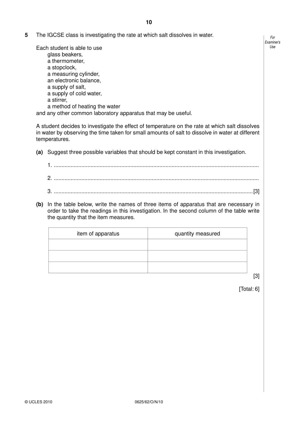 Cambridge IGCSE Physics 0625 2010 Oct/Nov Paper 6 · Variant 2 question paper, page 10 of 12