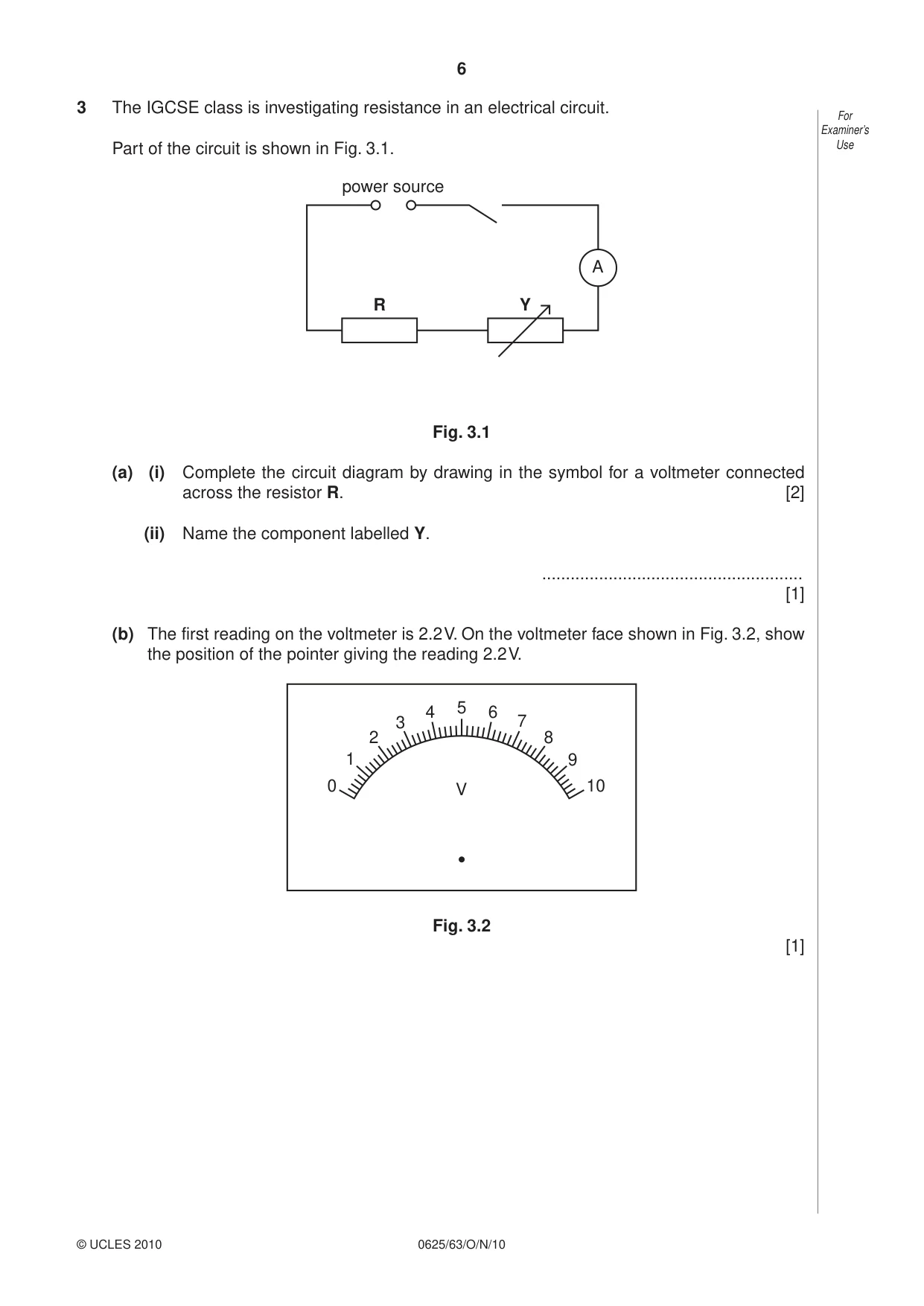 Cambridge IGCSE Physics 0625 2010 Oct/Nov Paper 6 · Variant 3 question paper, page 6 of 12