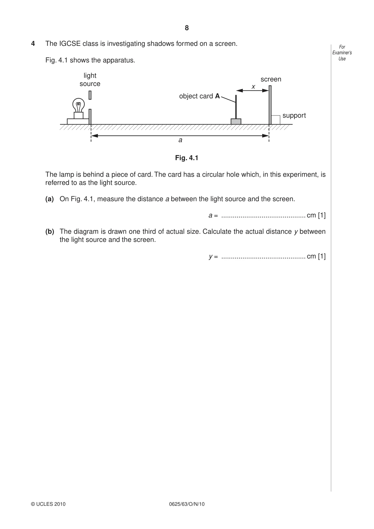 Cambridge IGCSE Physics 0625 2010 Oct/Nov Paper 6 · Variant 3 question paper, page 8 of 12