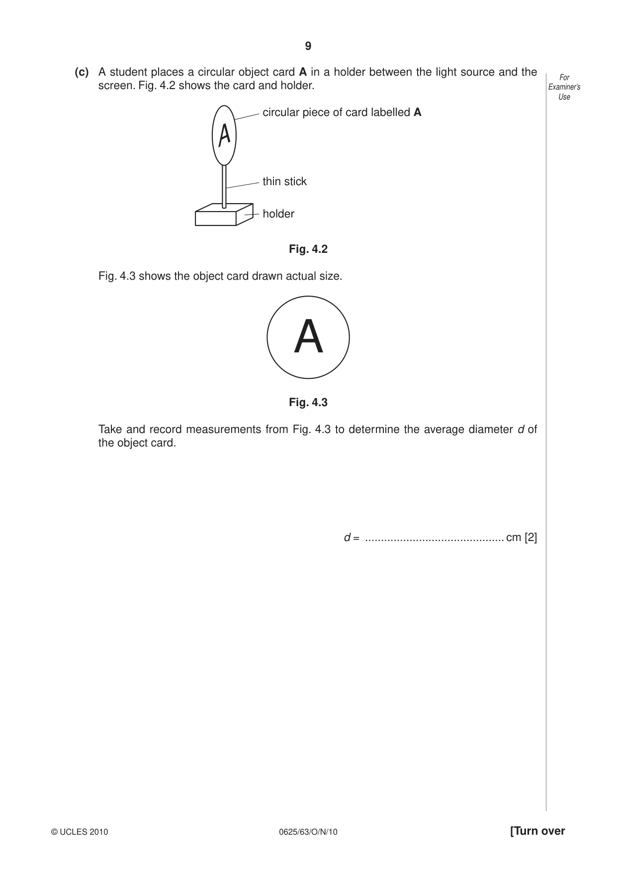 Cambridge IGCSE Physics 0625 2010 Oct/Nov Paper 6 · Variant 3 question paper, page 9 of 12