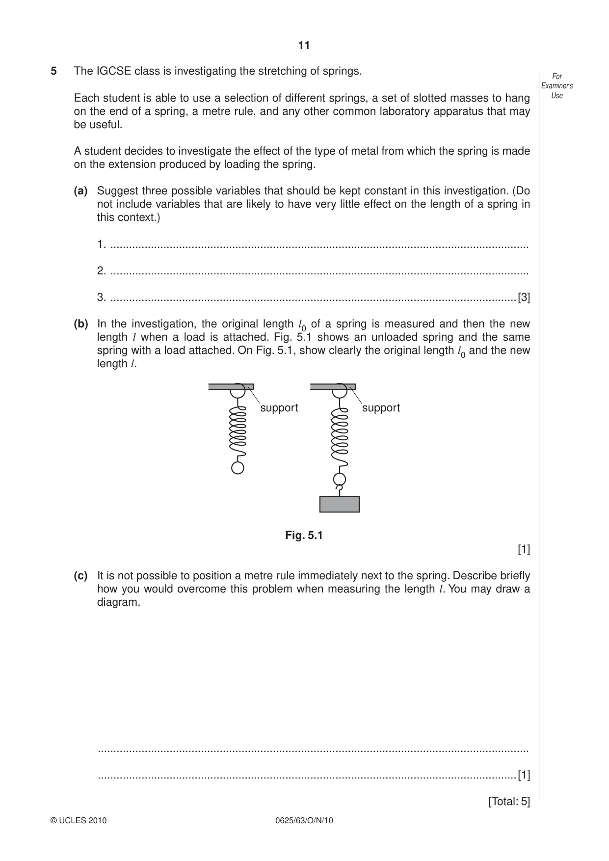 Cambridge IGCSE Physics 0625 2010 Oct/Nov Paper 6 · Variant 3 question paper, page 11 of 12
