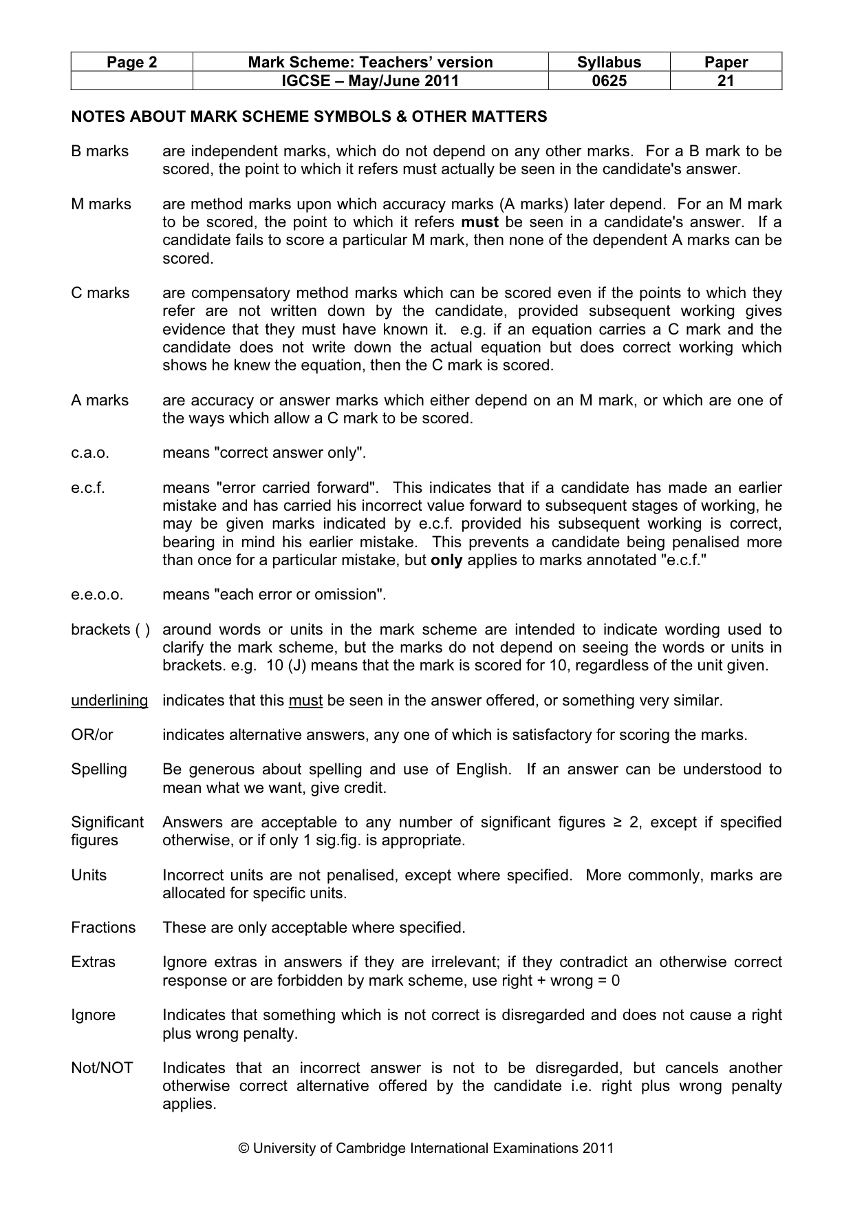 Mark scheme, page 2 of 6