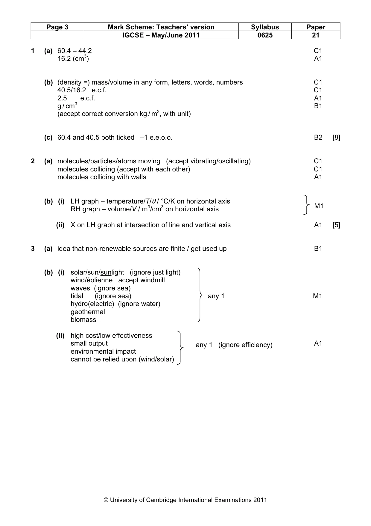 Mark scheme, page 3 of 6