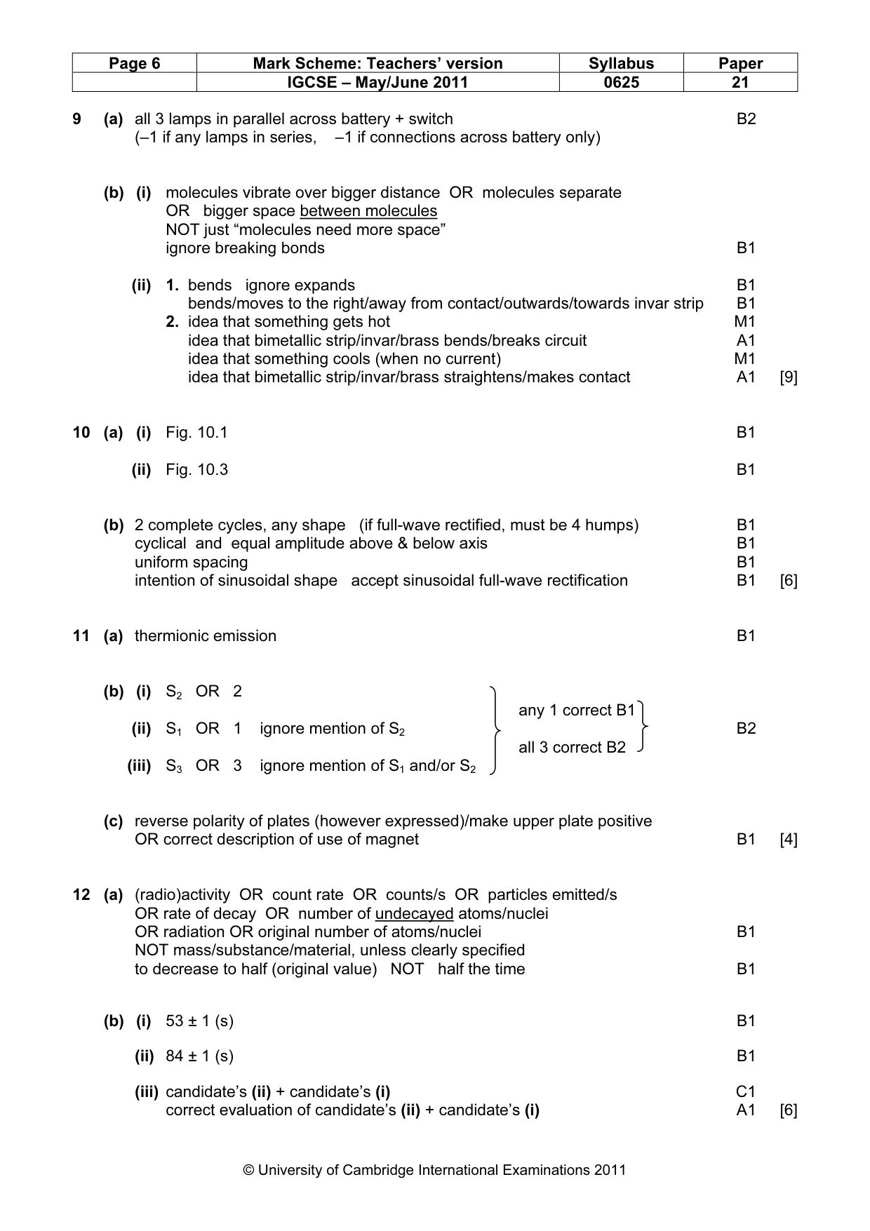 Mark scheme, page 6 of 6