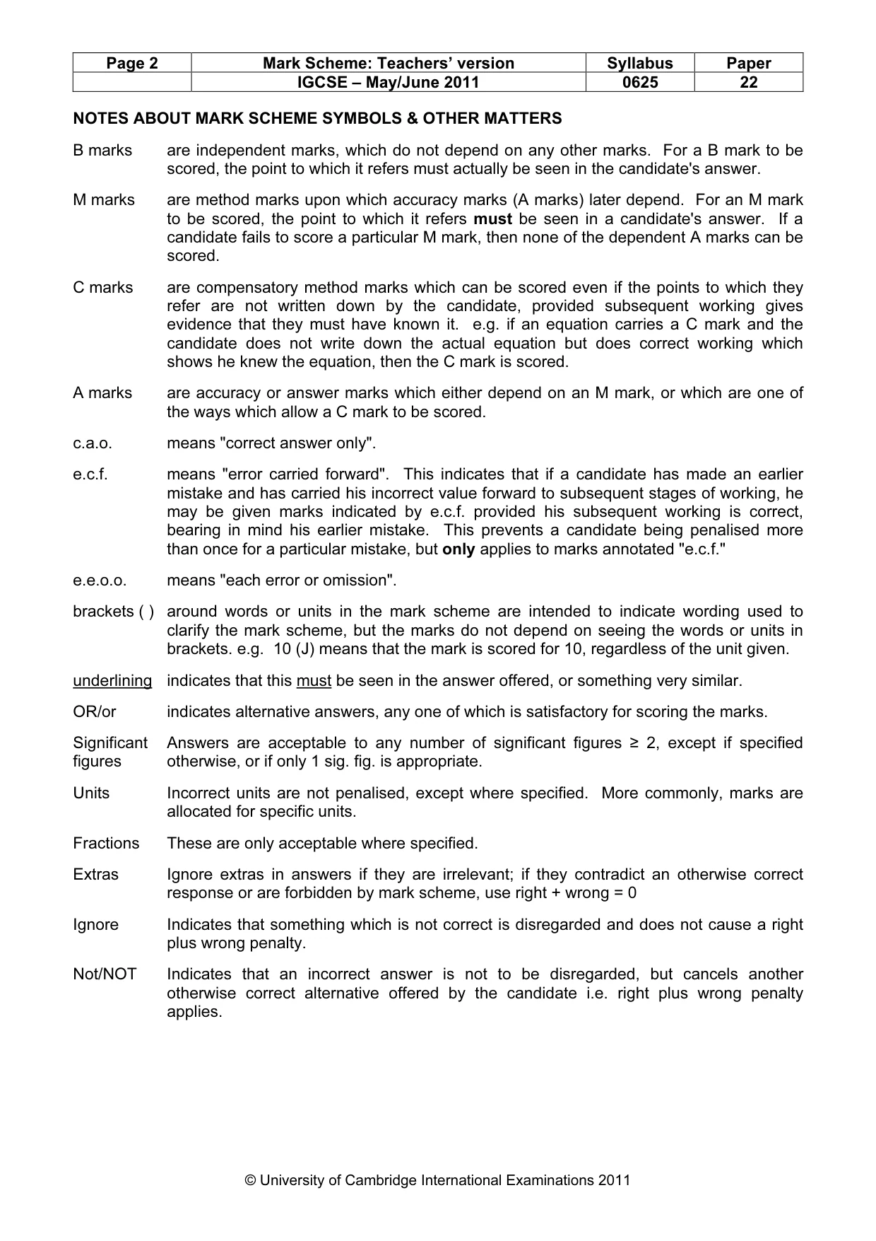 Mark scheme, page 2 of 6