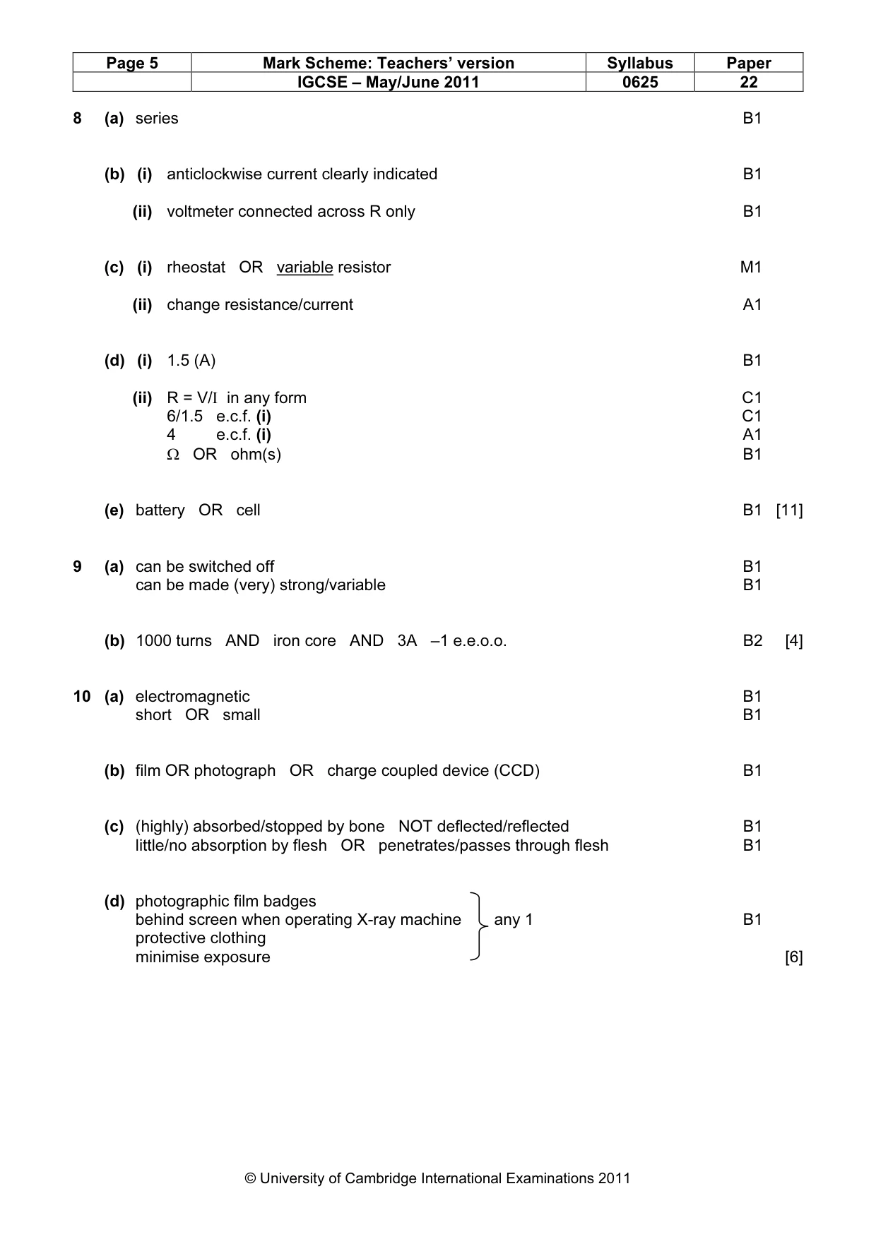 Mark scheme, page 5 of 6