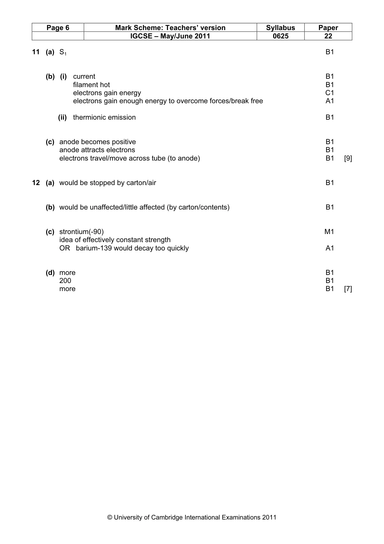 Mark scheme, page 6 of 6