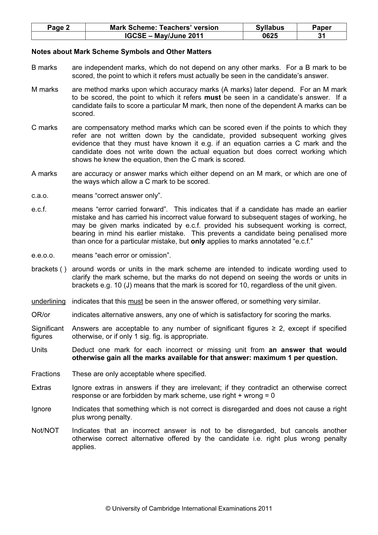 Mark scheme, page 2 of 7