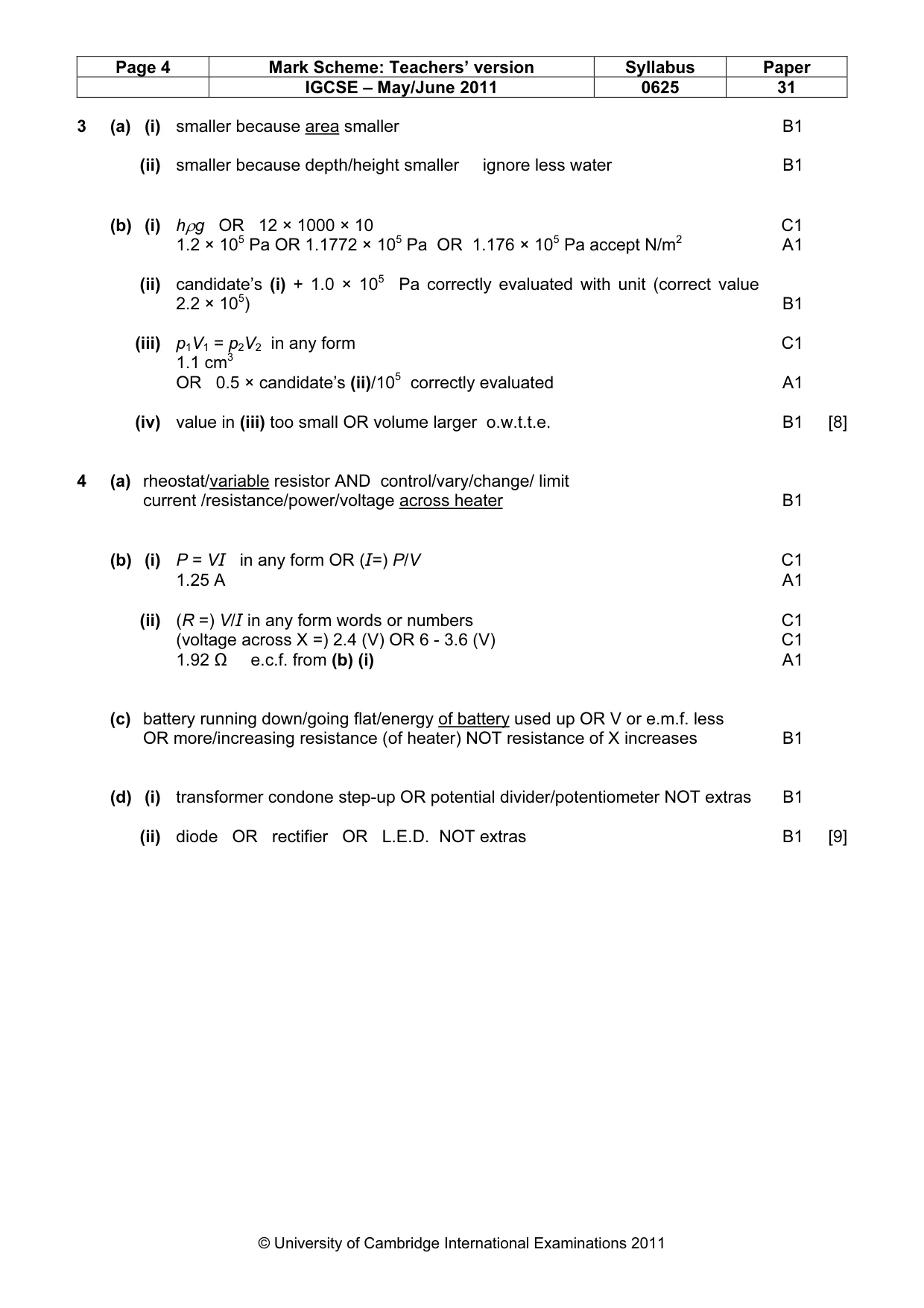 Mark scheme, page 4 of 7