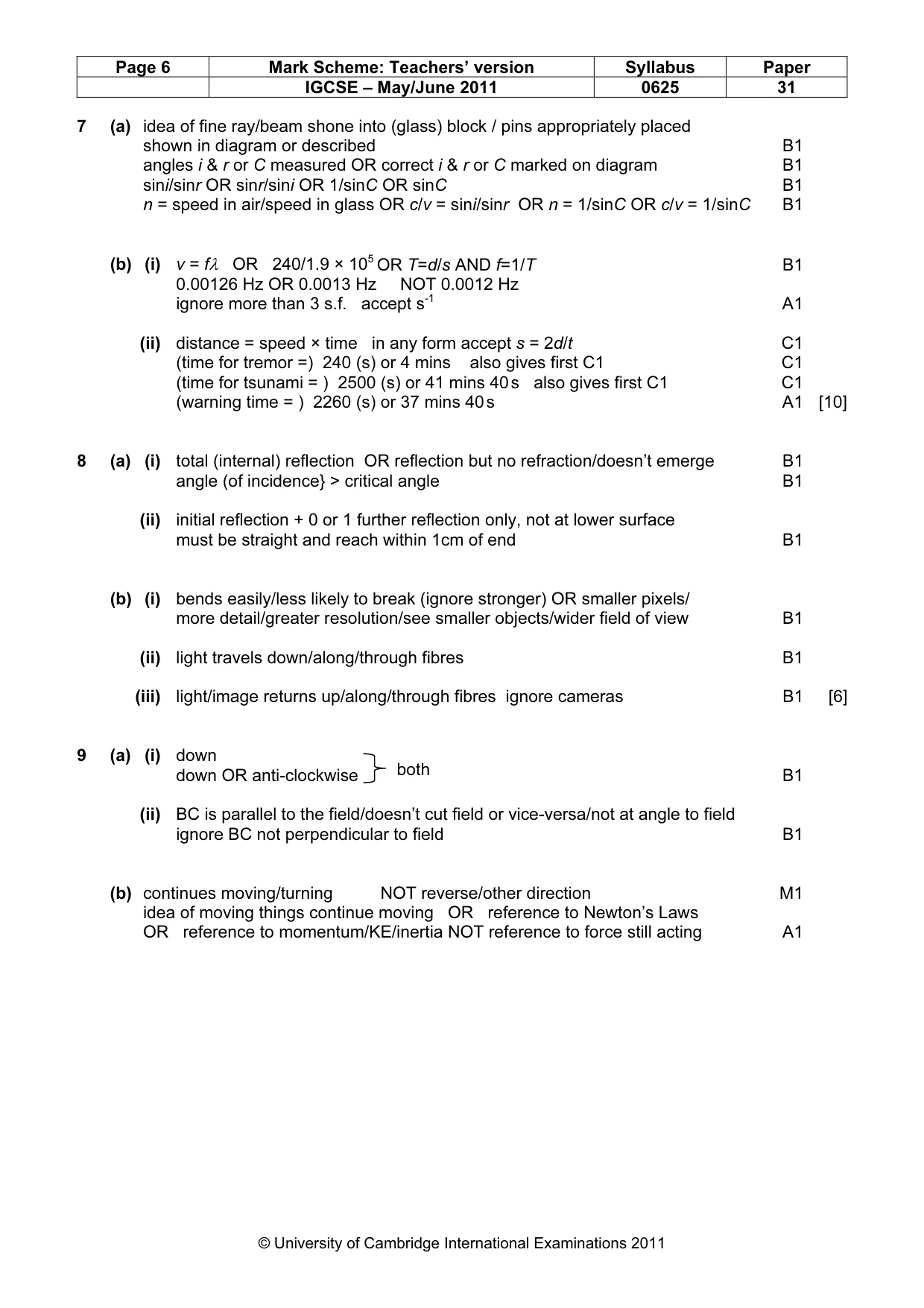 Mark scheme, page 6 of 7