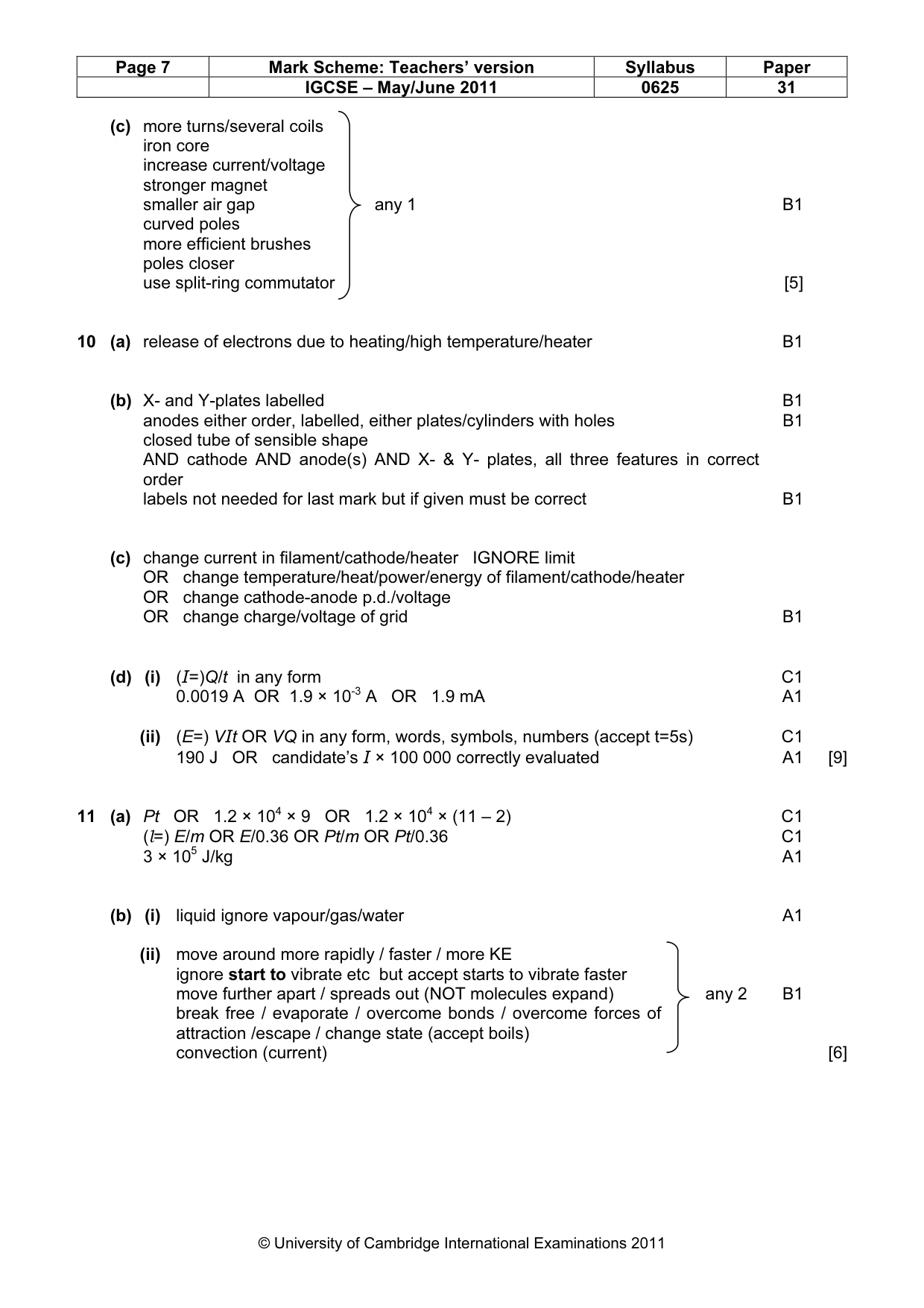 Mark scheme, page 7 of 7