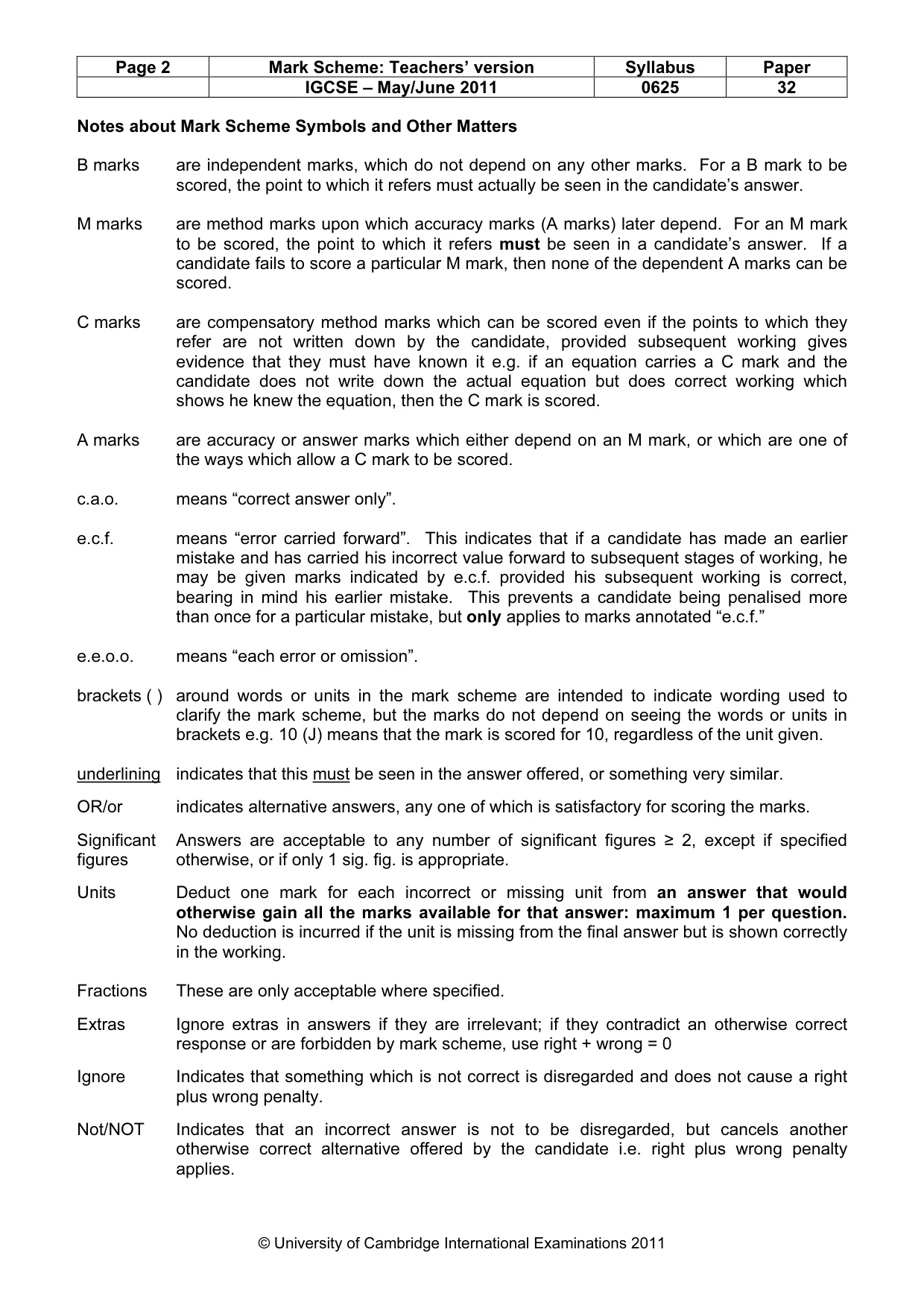 Mark scheme, page 2 of 7
