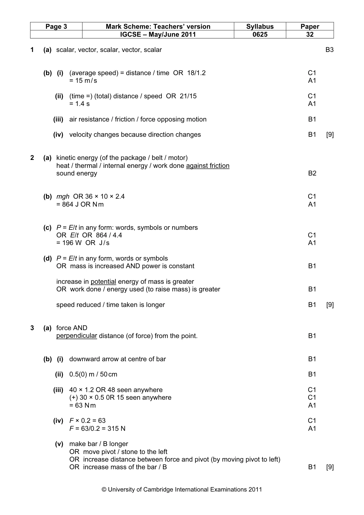Mark scheme, page 3 of 7