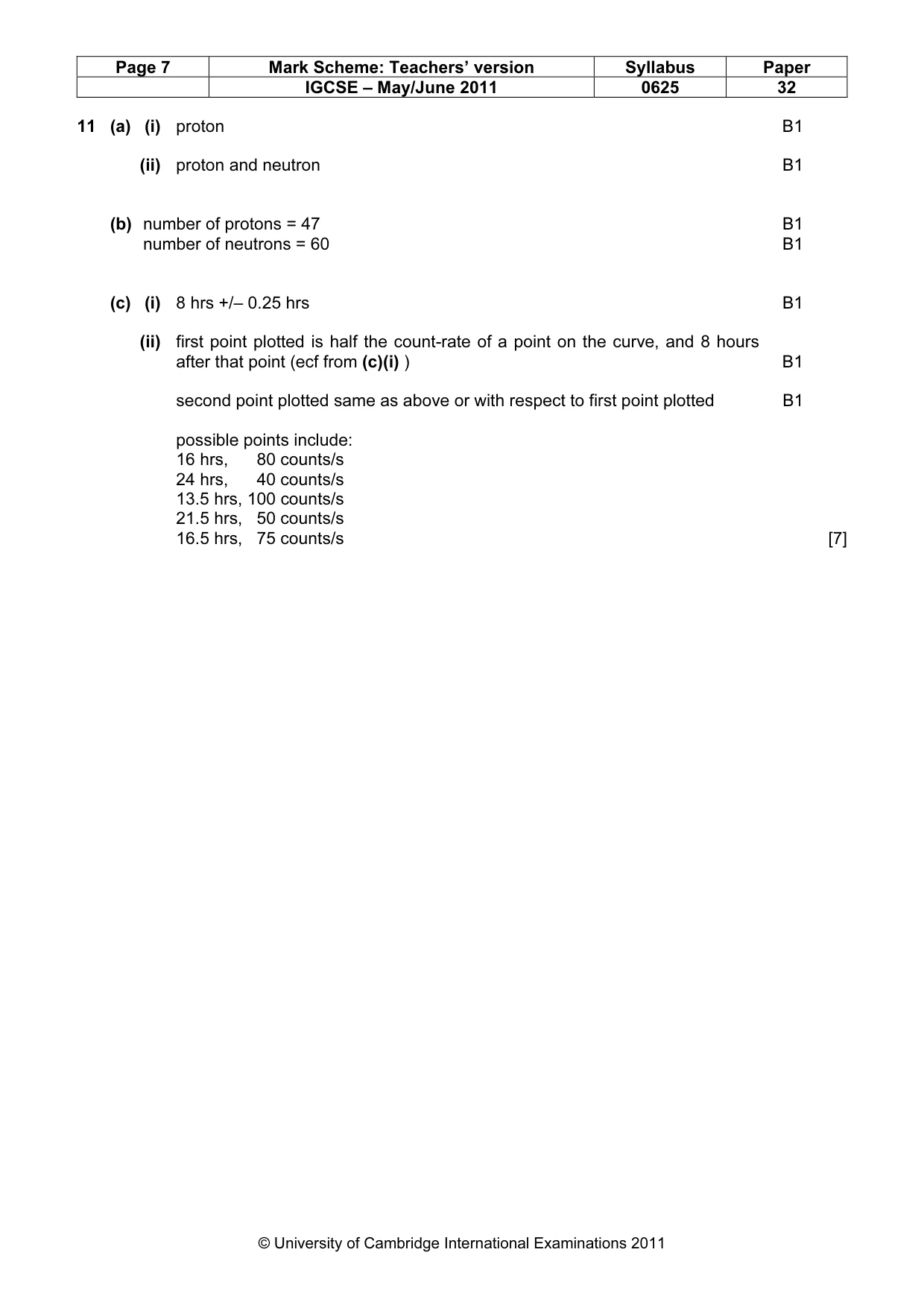 Mark scheme, page 7 of 7