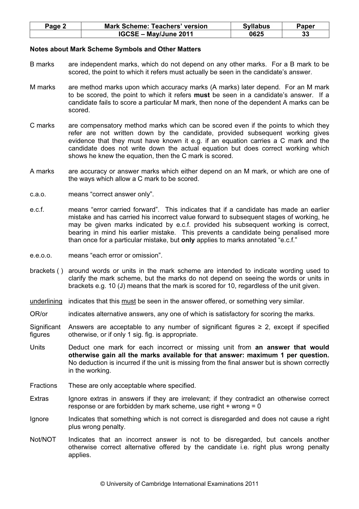 Mark scheme, page 2 of 7