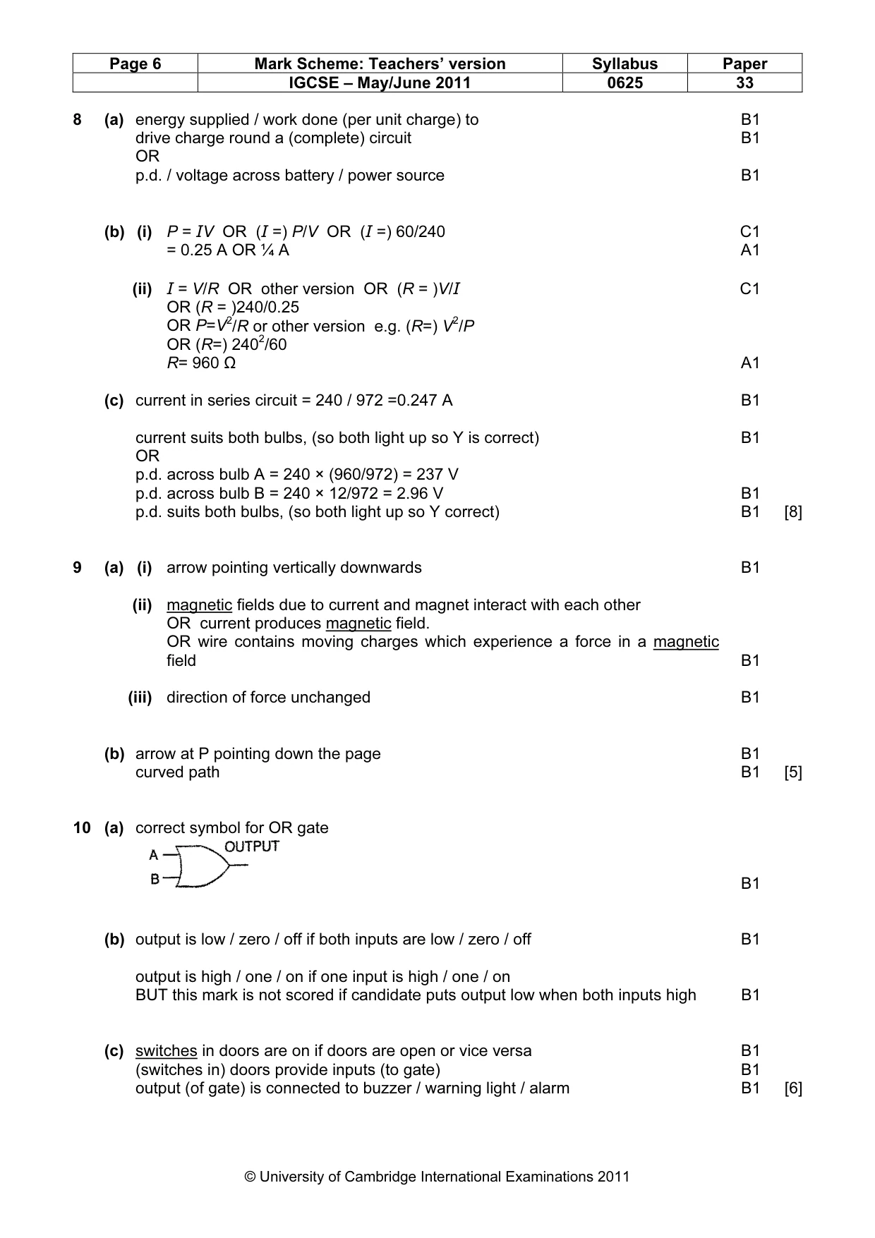 Mark scheme, page 6 of 7