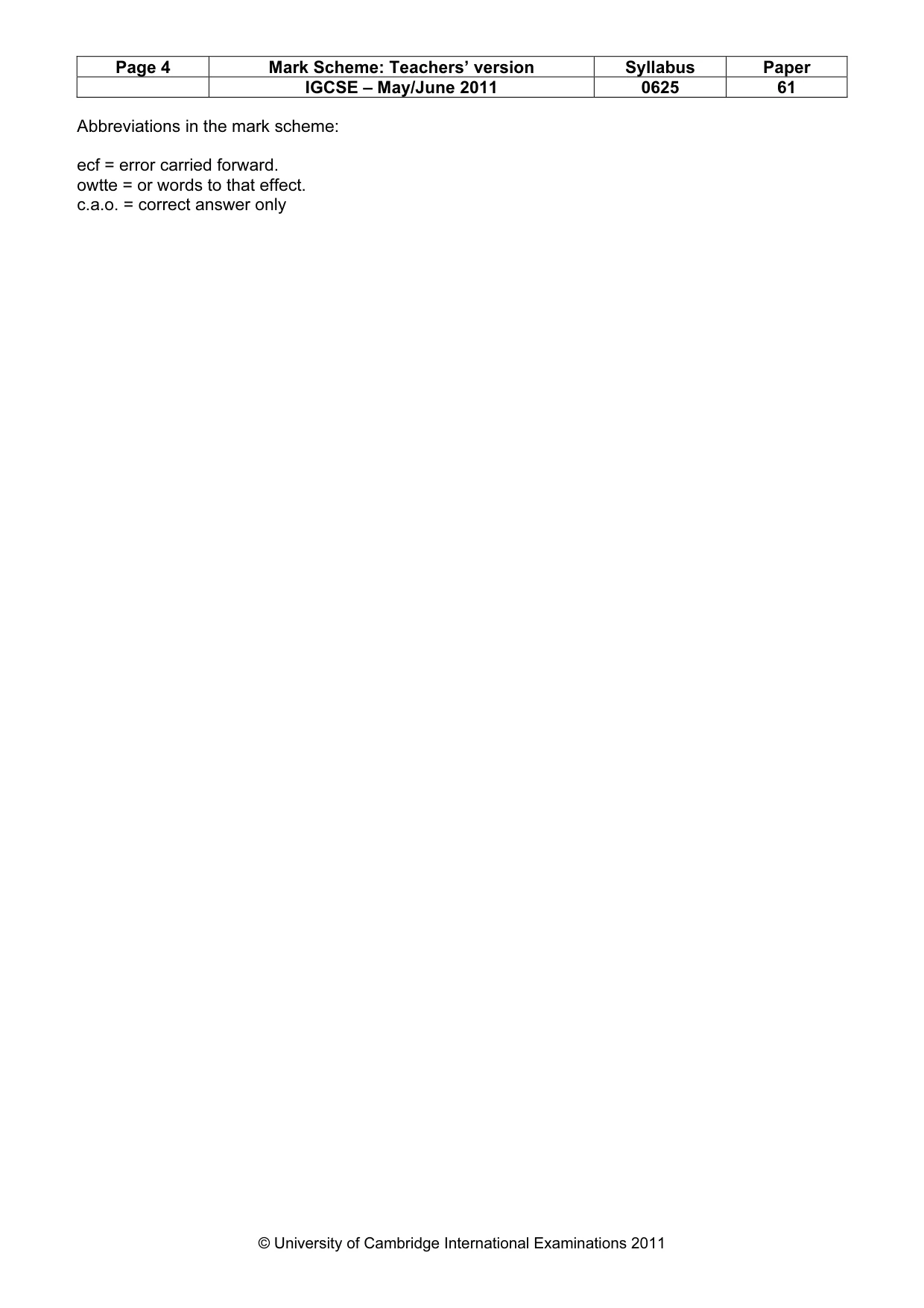Mark scheme, page 4 of 4