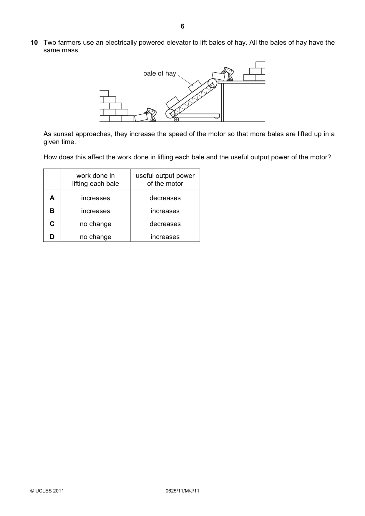 Cambridge IGCSE Physics 0625 2011 May/June Paper 1 · Variant 1 question paper, page 6 of 20