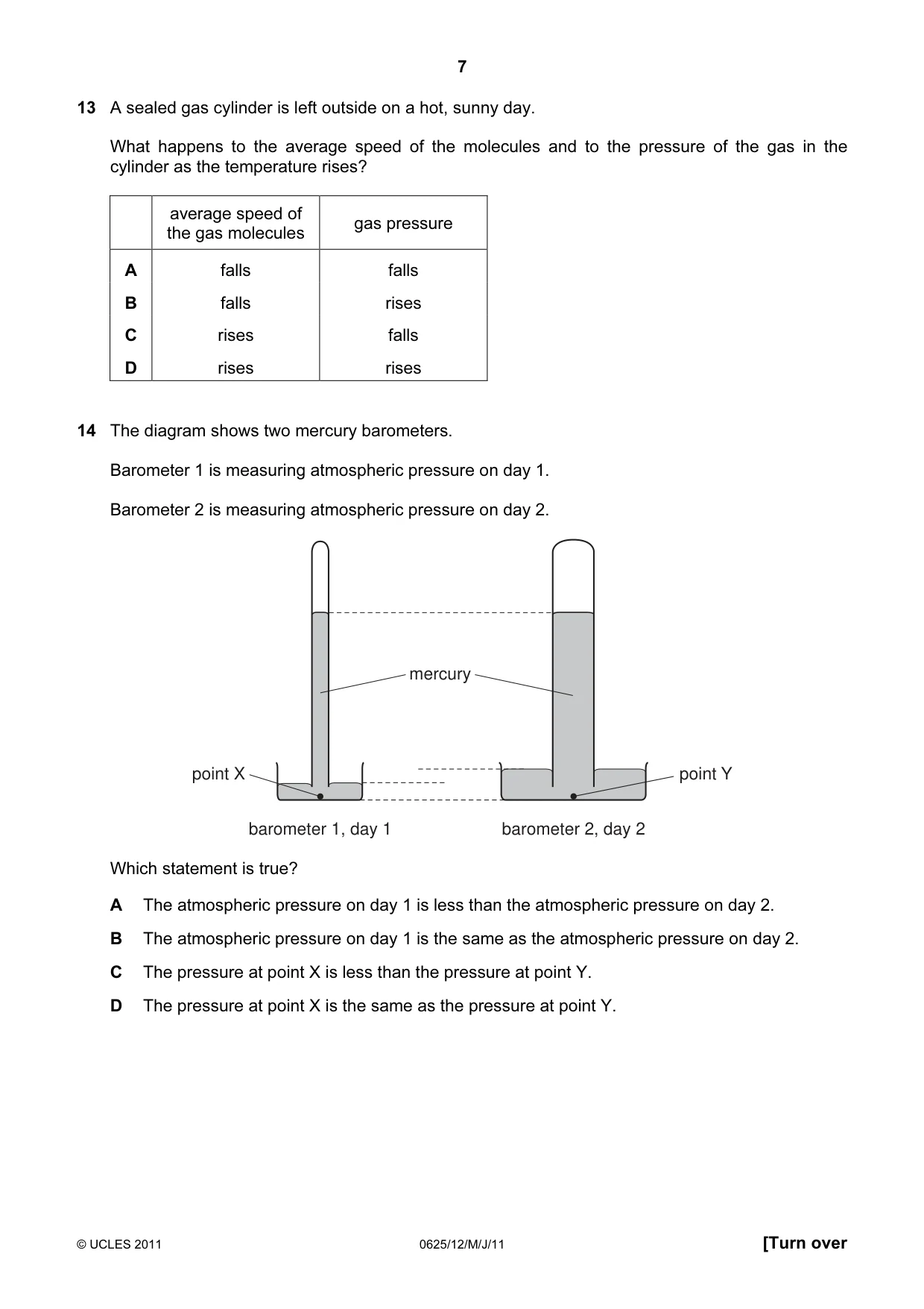 Cambridge IGCSE Physics 0625 2011 May/June Paper 1 · Variant 2 question paper, page 7 of 20