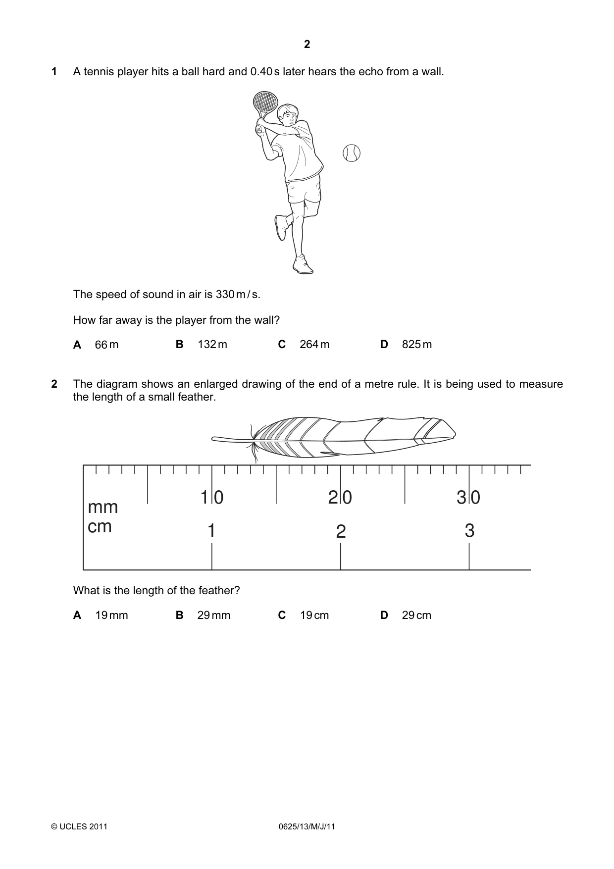 Cambridge IGCSE Physics 0625 2011 May/June Paper 1 · Variant 3 question paper, page 2 of 20