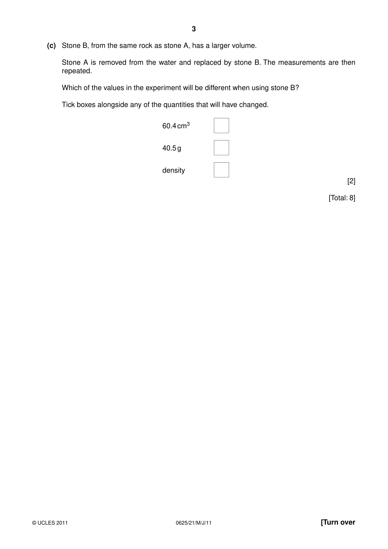 Cambridge IGCSE Physics 0625 2011 May/June Paper 2 · Variant 1 question paper, page 3 of 20