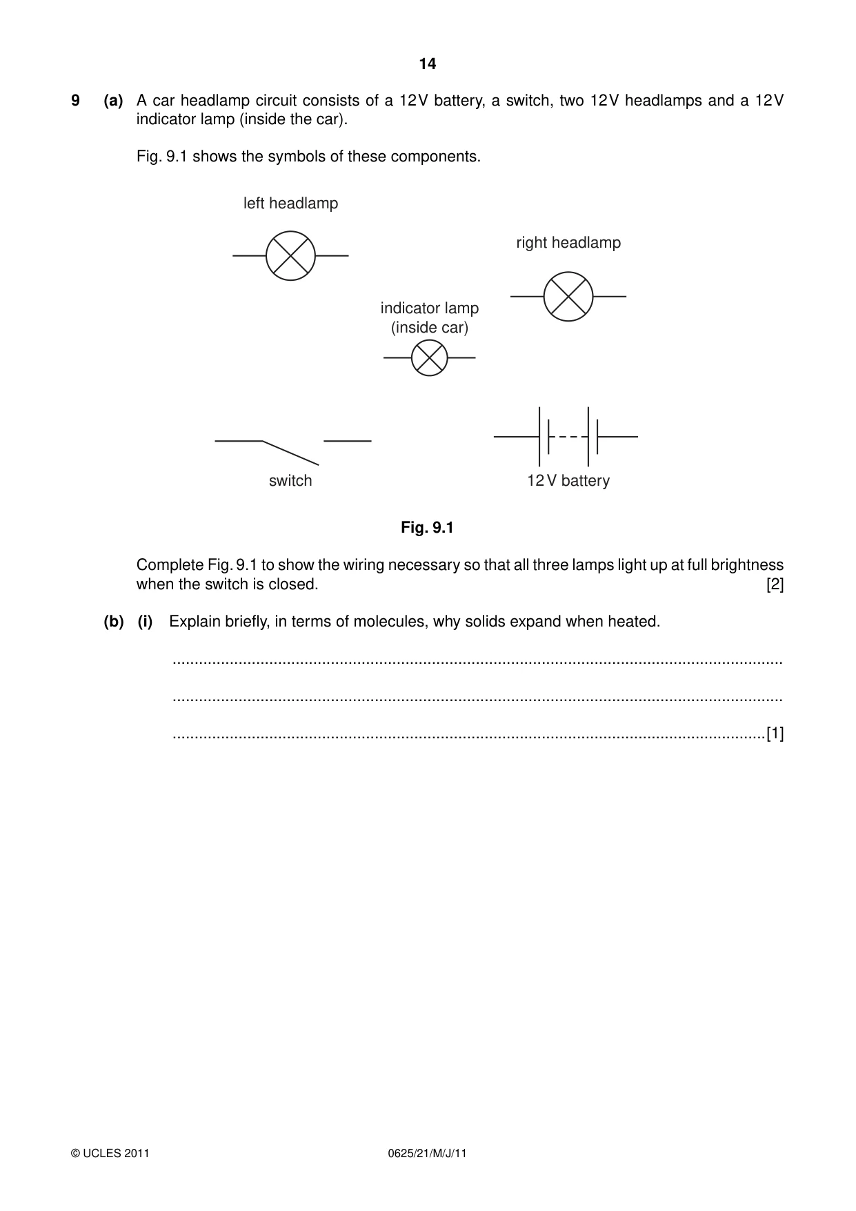 Cambridge IGCSE Physics 0625 2011 May/June Paper 2 · Variant 1 question paper, page 14 of 20