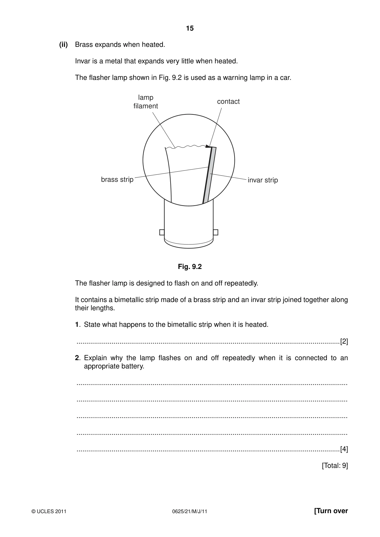 Cambridge IGCSE Physics 0625 2011 May/June Paper 2 · Variant 1 question paper, page 15 of 20