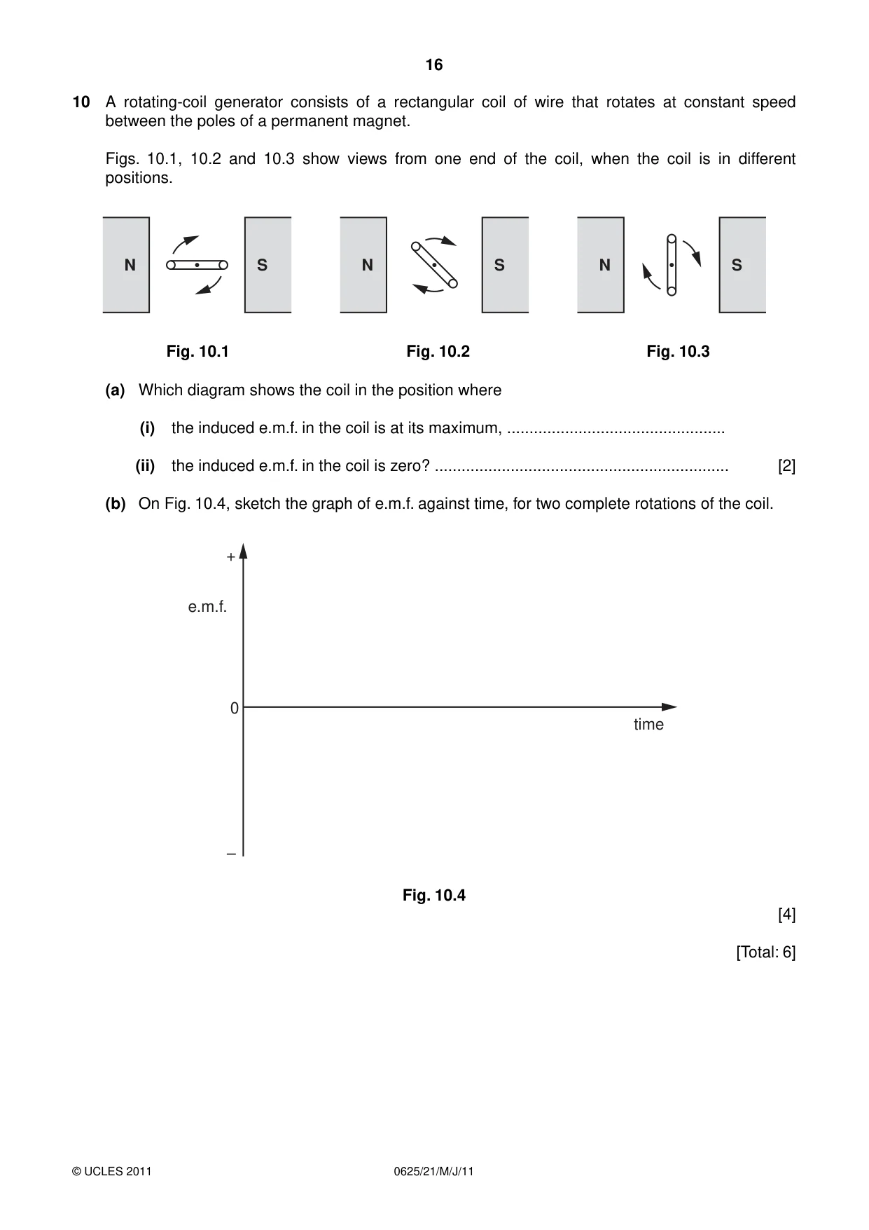 Cambridge IGCSE Physics 0625 2011 May/June Paper 2 · Variant 1 question paper, page 16 of 20