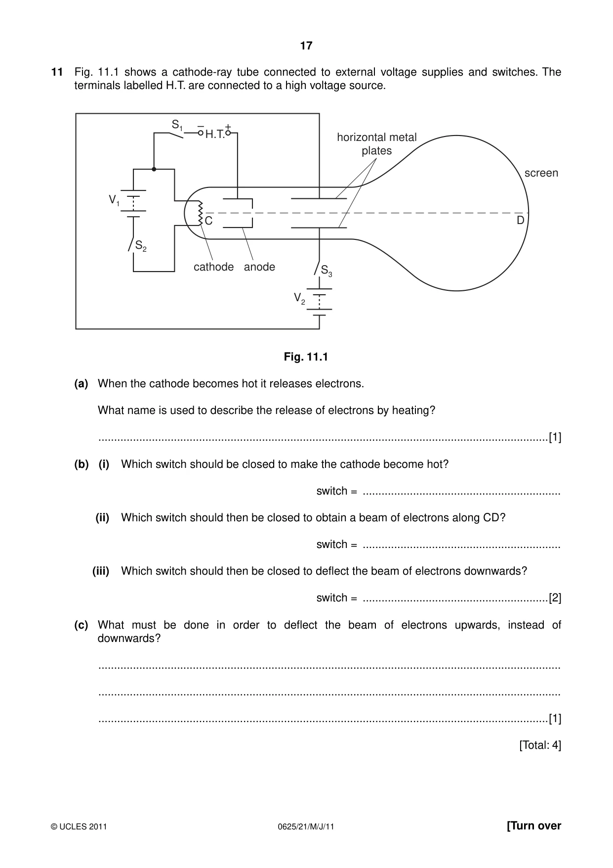 Cambridge IGCSE Physics 0625 2011 May/June Paper 2 · Variant 1 question paper, page 17 of 20