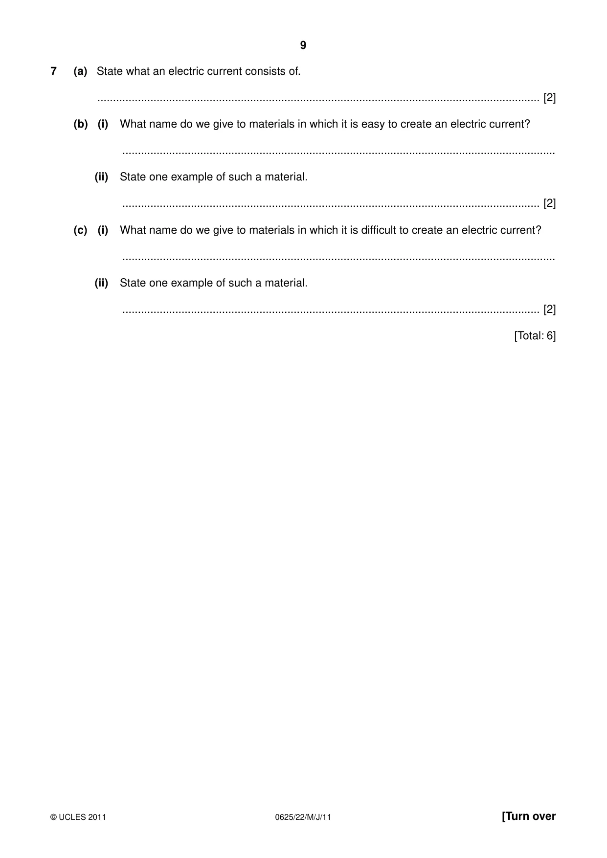 Cambridge IGCSE Physics 0625 2011 May/June Paper 2 · Variant 2 question paper, page 9 of 16