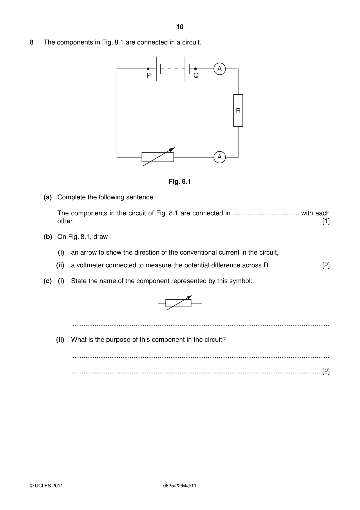 Cambridge IGCSE Physics 0625 2011 May/June Paper 2 · Variant 2 question paper, page 10 of 16