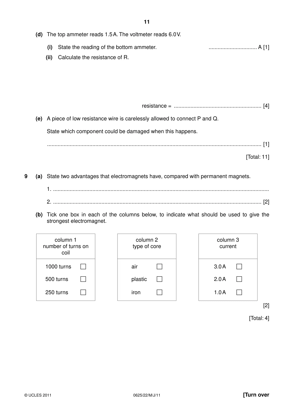 Cambridge IGCSE Physics 0625 2011 May/June Paper 2 · Variant 2 question paper, page 11 of 16