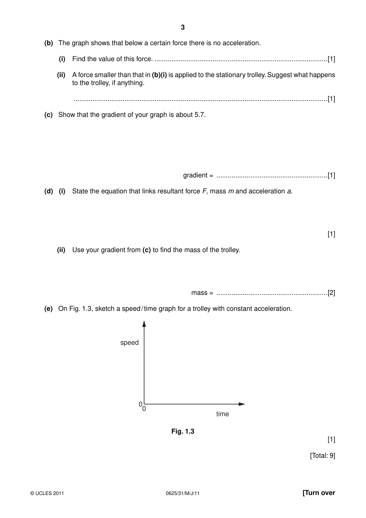 Cambridge IGCSE Physics 0625 2011 May/June Paper 3 · Variant 1 question paper, page 3 of 20