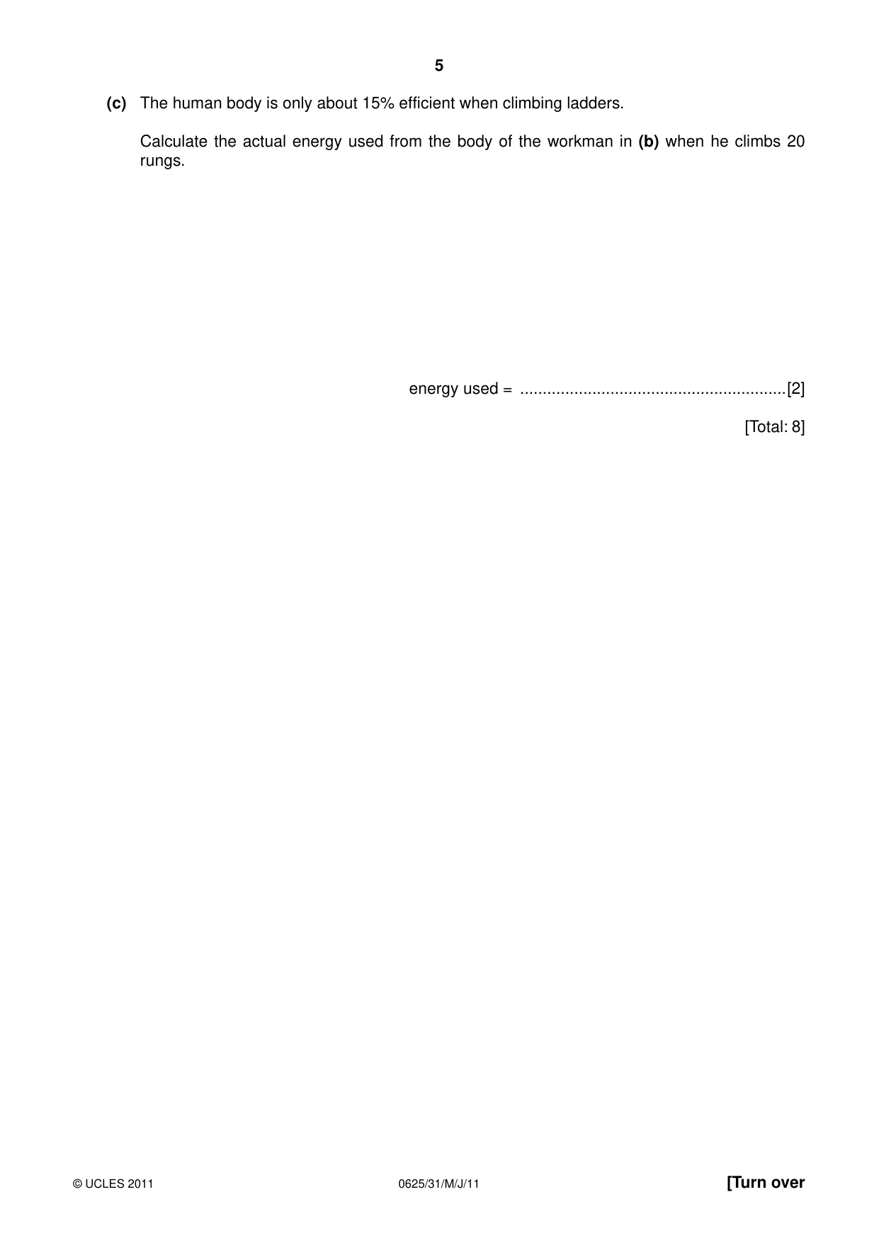 Cambridge IGCSE Physics 0625 2011 May/June Paper 3 · Variant 1 question paper, page 5 of 20