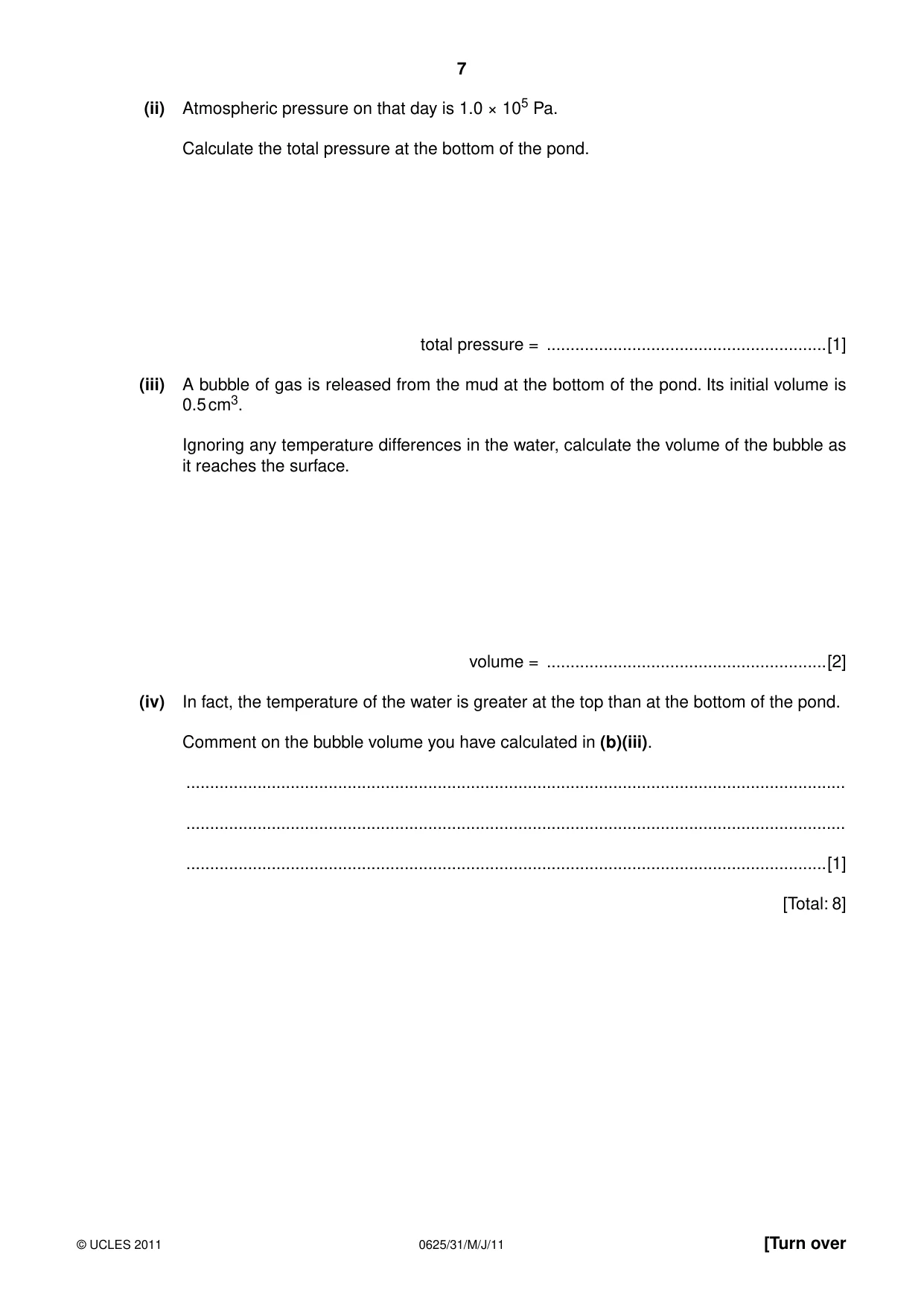 Cambridge IGCSE Physics 0625 2011 May/June Paper 3 · Variant 1 question paper, page 7 of 20