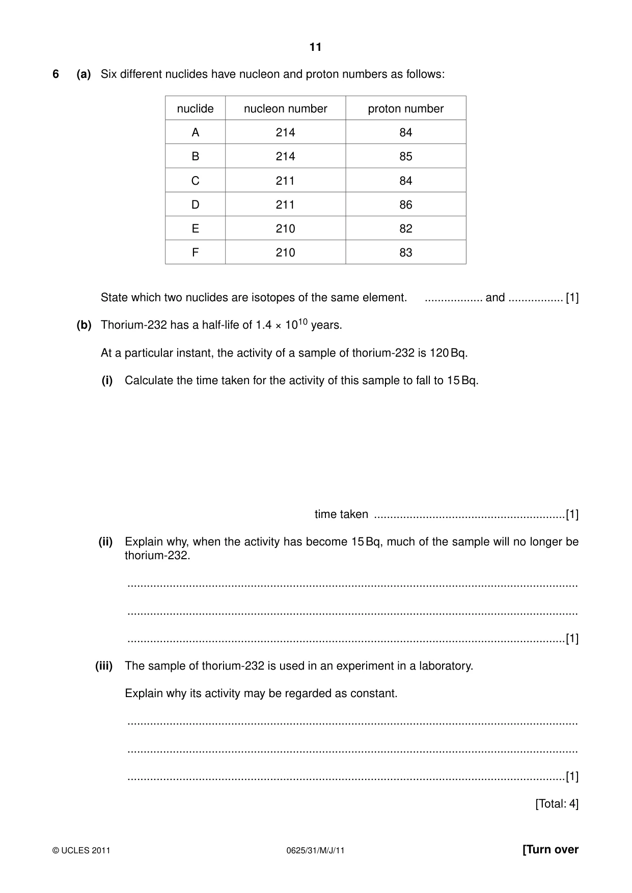 Cambridge IGCSE Physics 0625 2011 May/June Paper 3 · Variant 1 question paper, page 11 of 20
