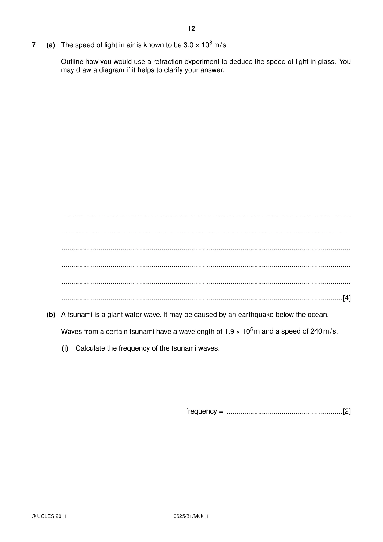 Cambridge IGCSE Physics 0625 2011 May/June Paper 3 · Variant 1 question paper, page 12 of 20