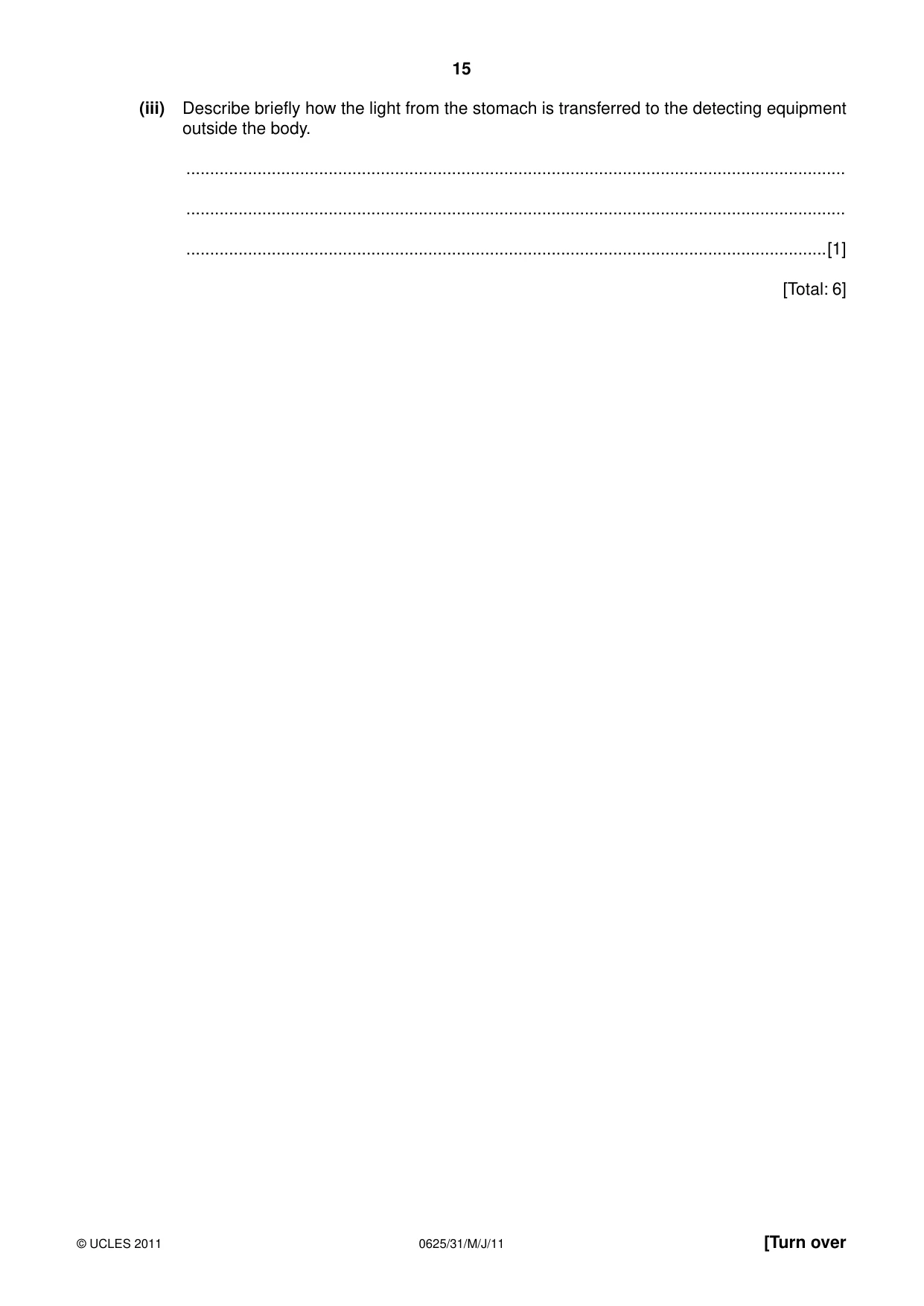 Cambridge IGCSE Physics 0625 2011 May/June Paper 3 · Variant 1 question paper, page 15 of 20