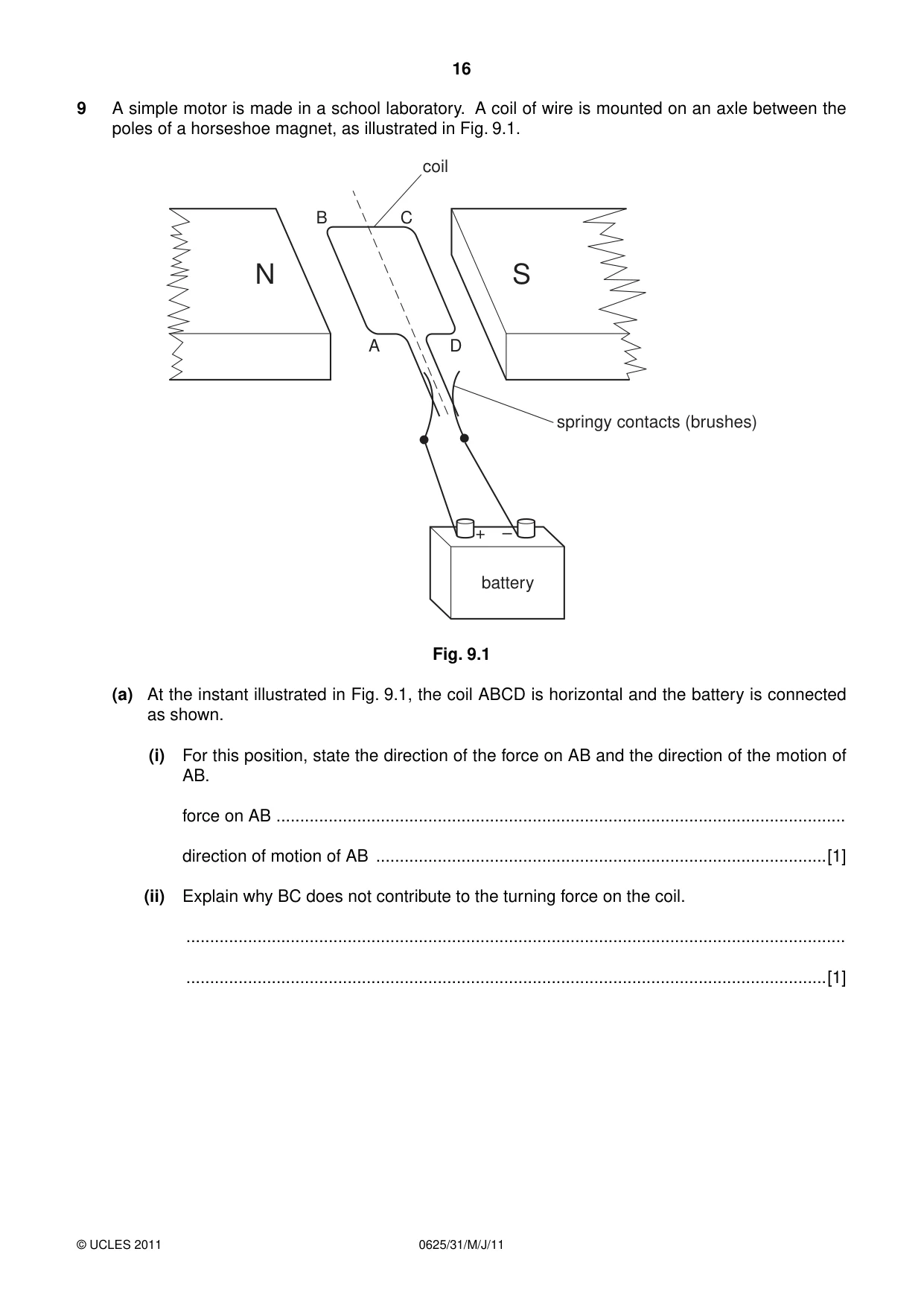 Cambridge IGCSE Physics 0625 2011 May/June Paper 3 · Variant 1 question paper, page 16 of 20