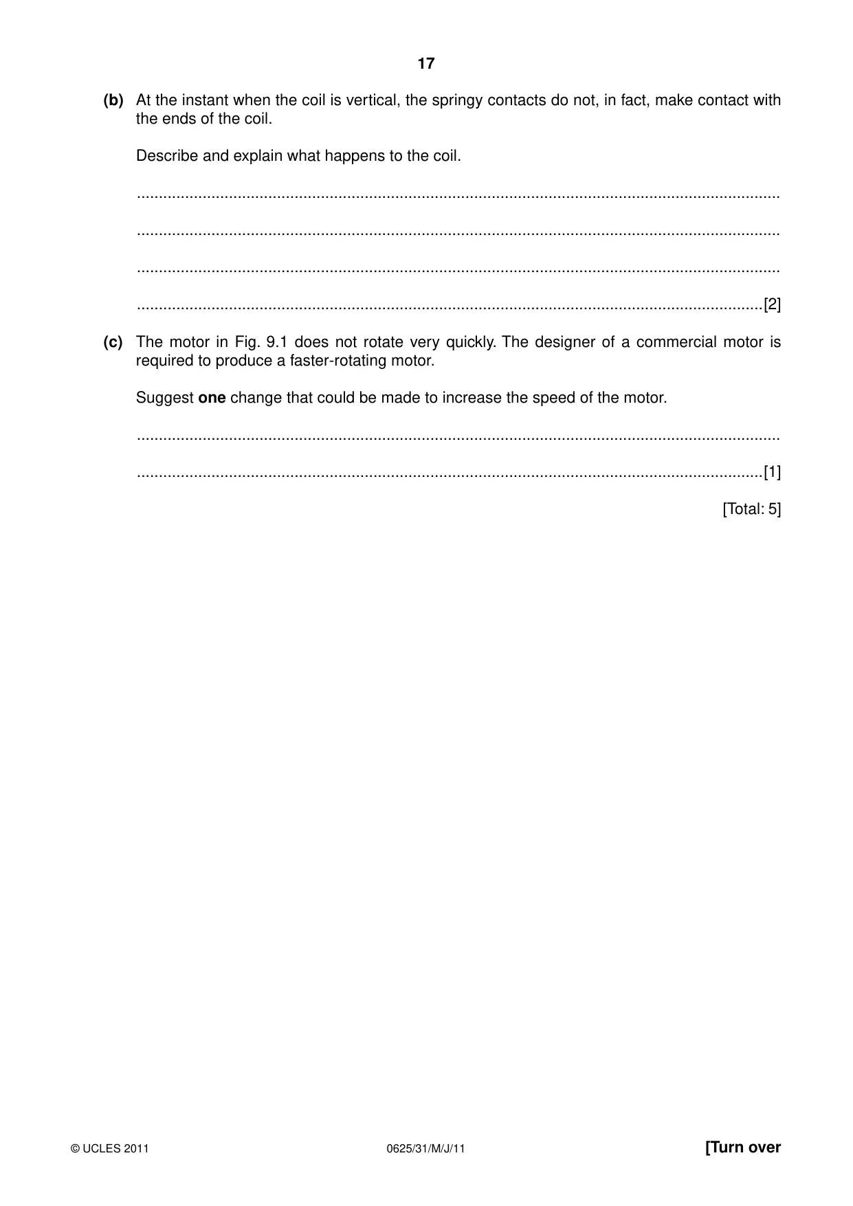 Cambridge IGCSE Physics 0625 2011 May/June Paper 3 · Variant 1 question paper, page 17 of 20