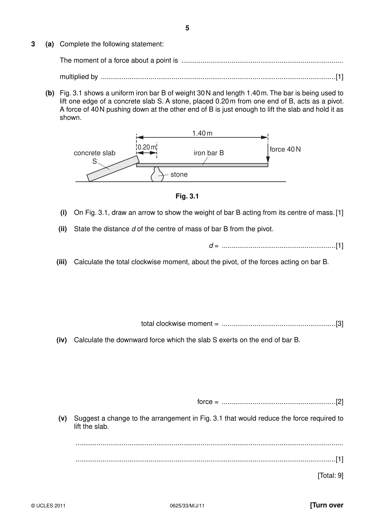 Cambridge IGCSE Physics 0625 2011 May/June Paper 3 · Variant 3 question paper, page 5 of 16