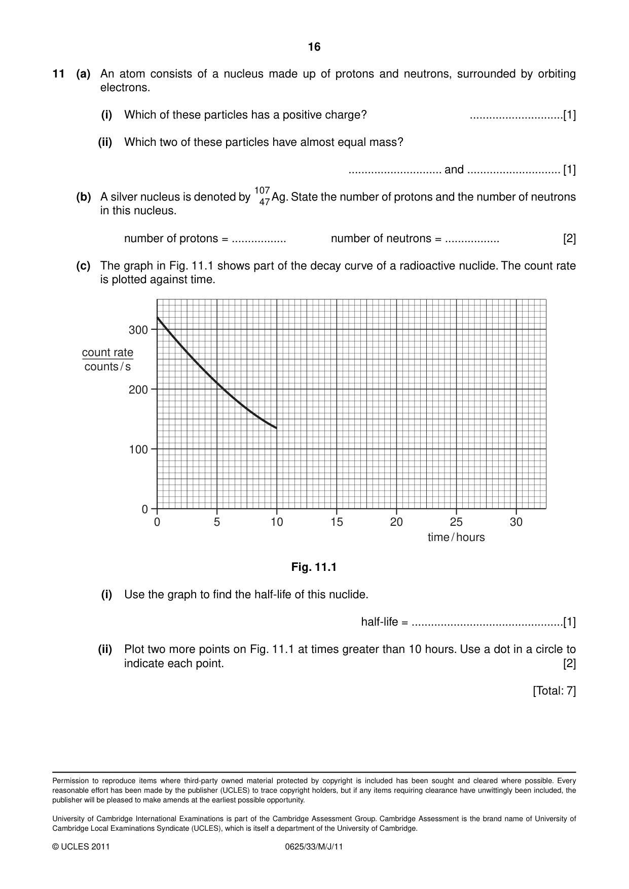 Cambridge IGCSE Physics 0625 2011 May/June Paper 3 · Variant 3 question paper, page 16 of 16