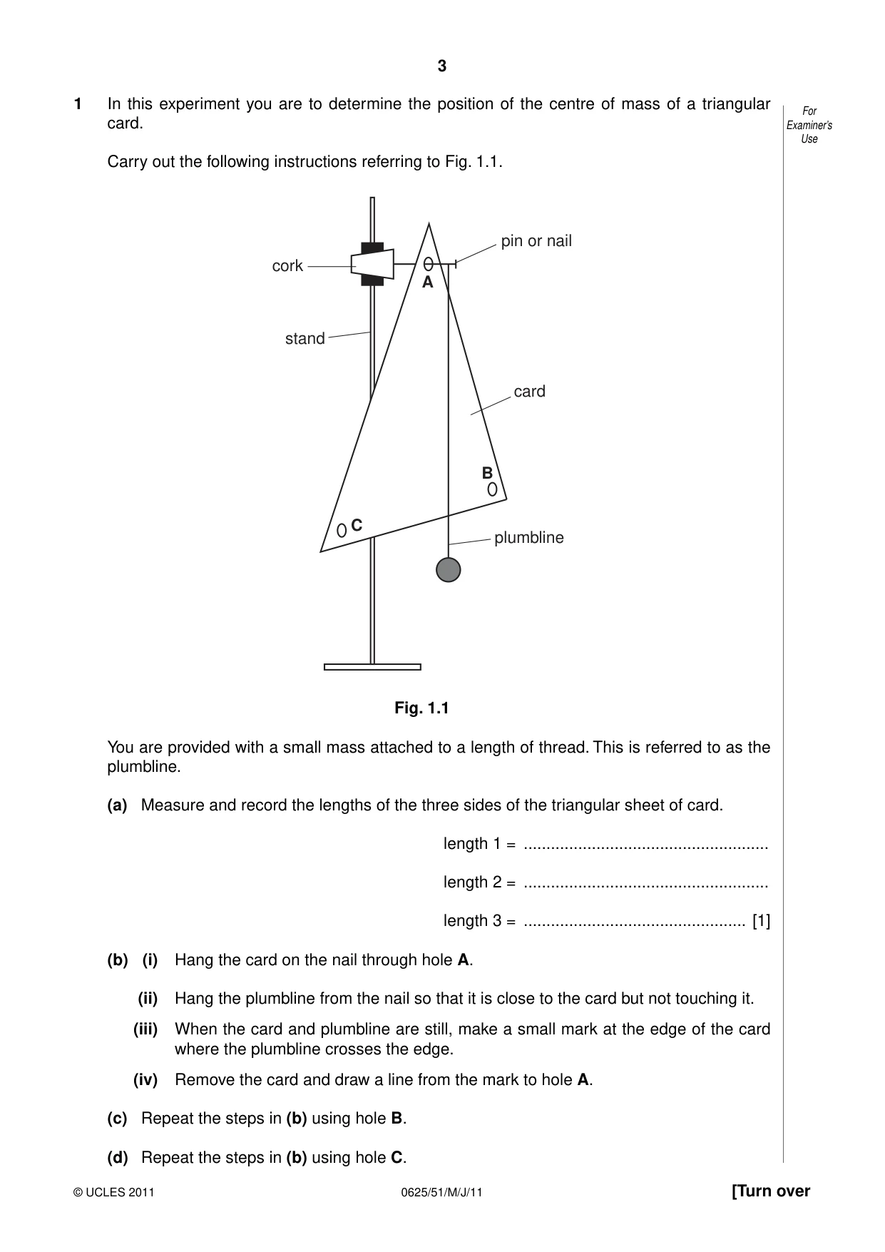 Cambridge IGCSE Physics 0625 2011 May/June Paper 5 · Variant 1 question paper, page 3 of 12