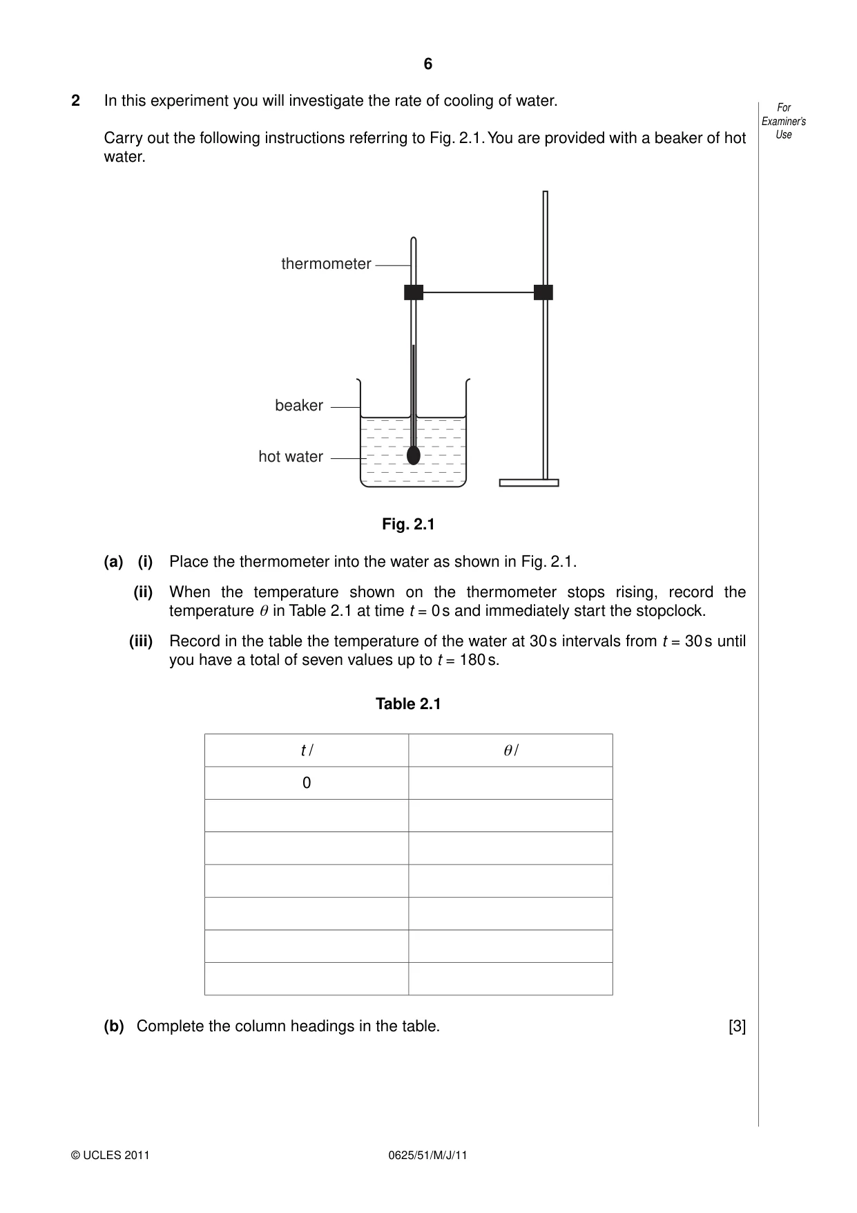 Cambridge IGCSE Physics 0625 2011 May/June Paper 5 · Variant 1 question paper, page 6 of 12