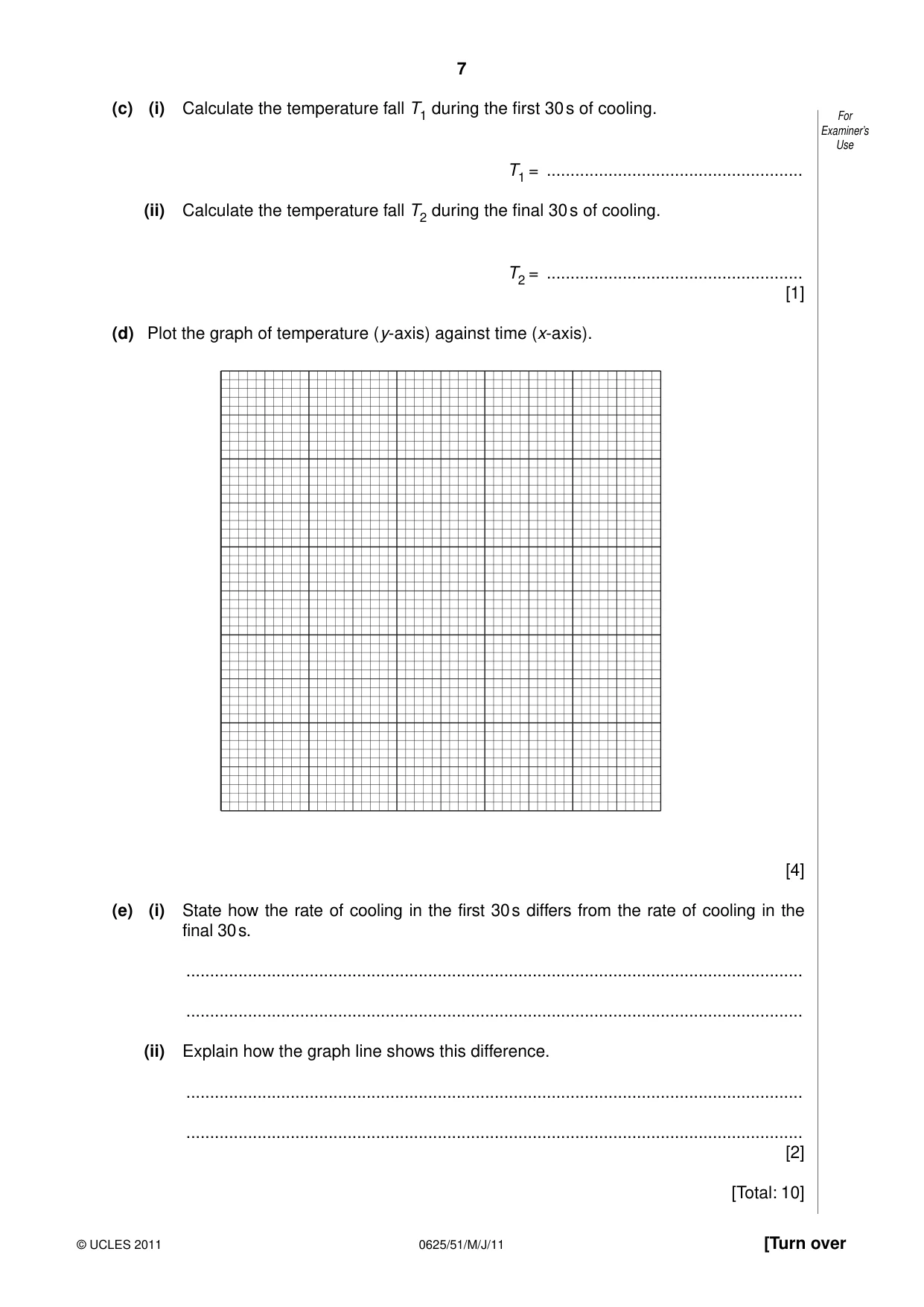 Cambridge IGCSE Physics 0625 2011 May/June Paper 5 · Variant 1 question paper, page 7 of 12