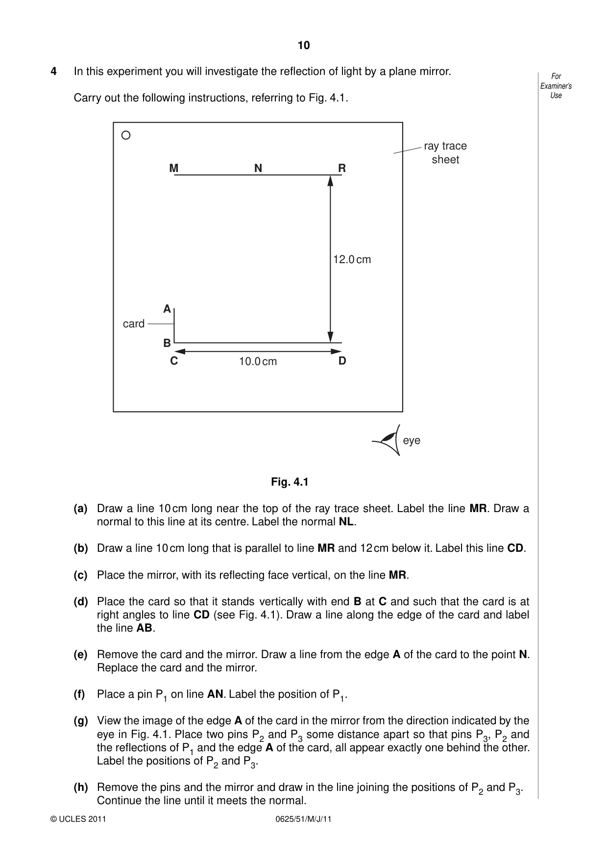 Cambridge IGCSE Physics 0625 2011 May/June Paper 5 · Variant 1 question paper, page 10 of 12