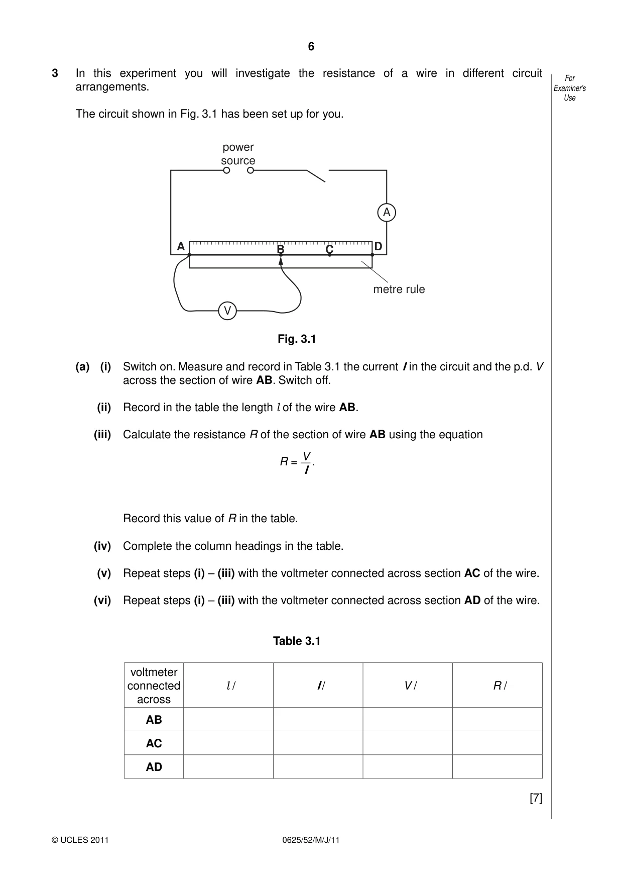 Cambridge IGCSE Physics 0625 2011 May/June Paper 5 · Variant 2 question paper, page 6 of 12