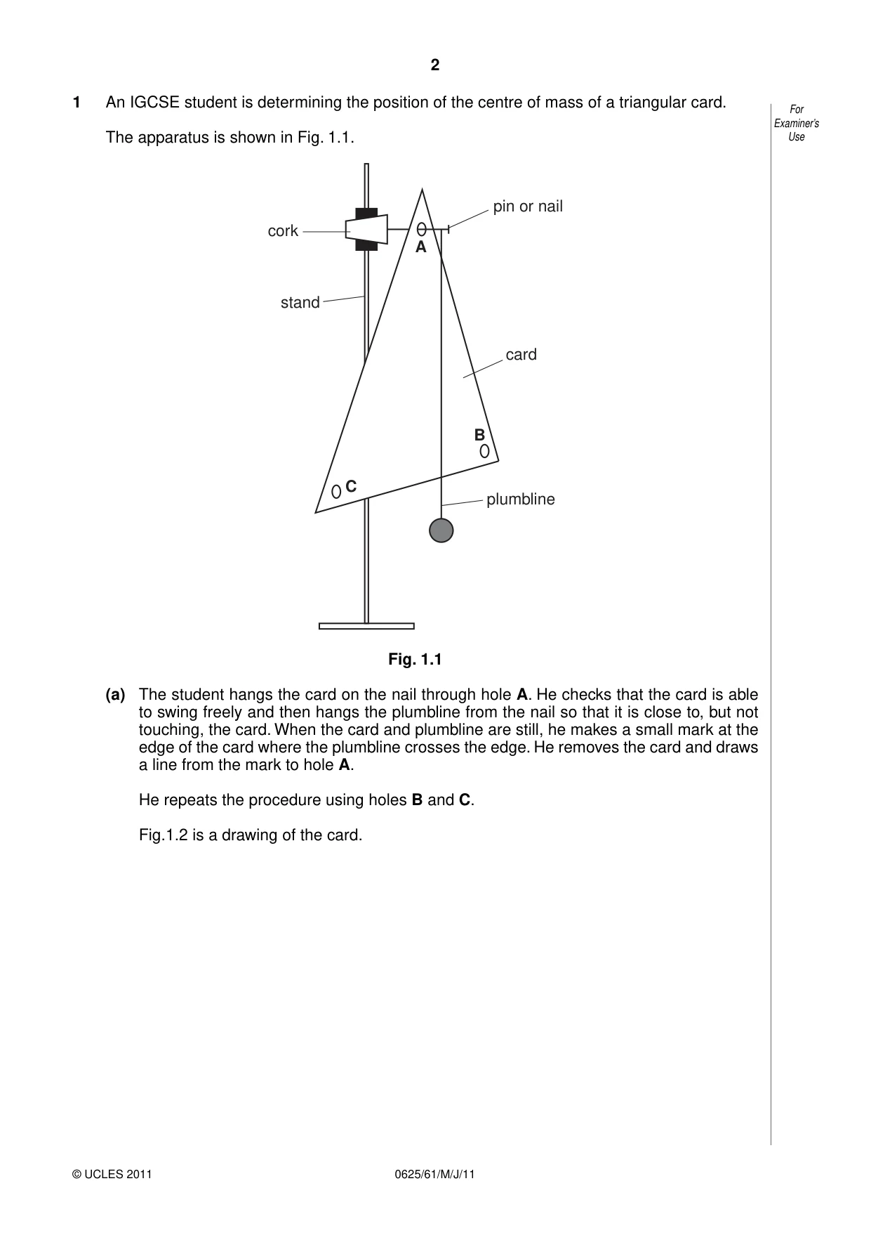 Cambridge IGCSE Physics 0625 2011 May/June Paper 6 · Variant 1 question paper, page 2 of 12